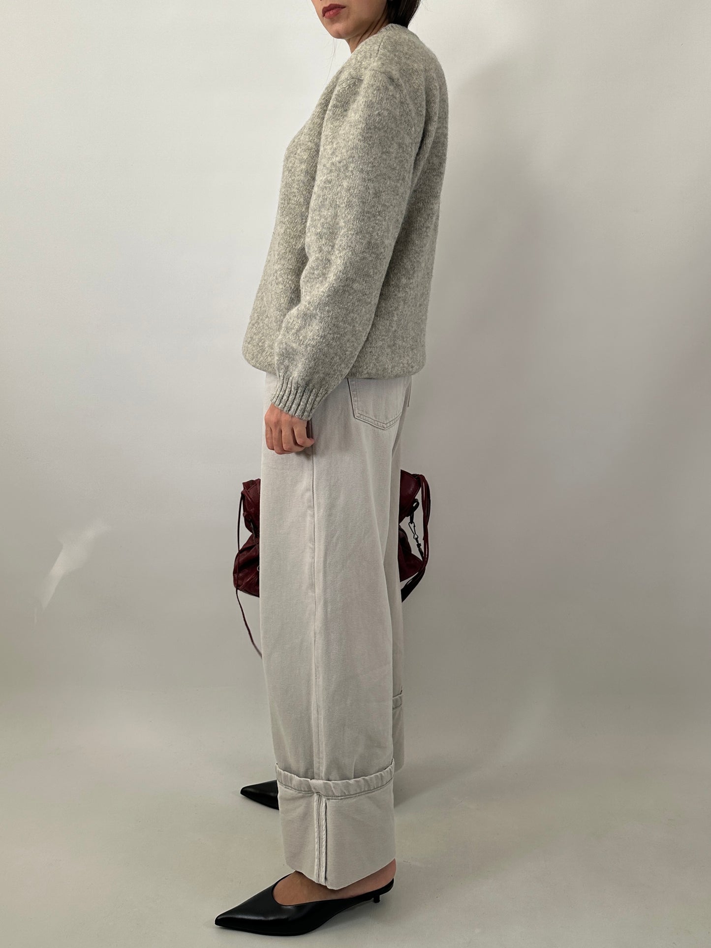 Chunky grey pure wool sweater