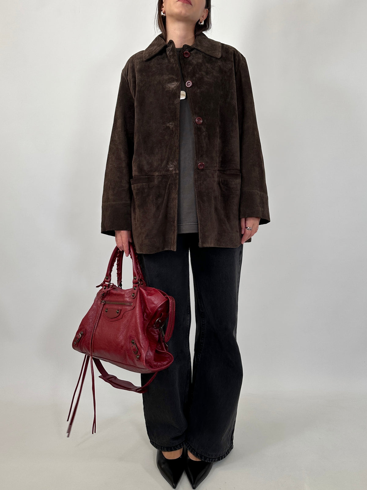 Vintage Dark Brown Suede Jacket