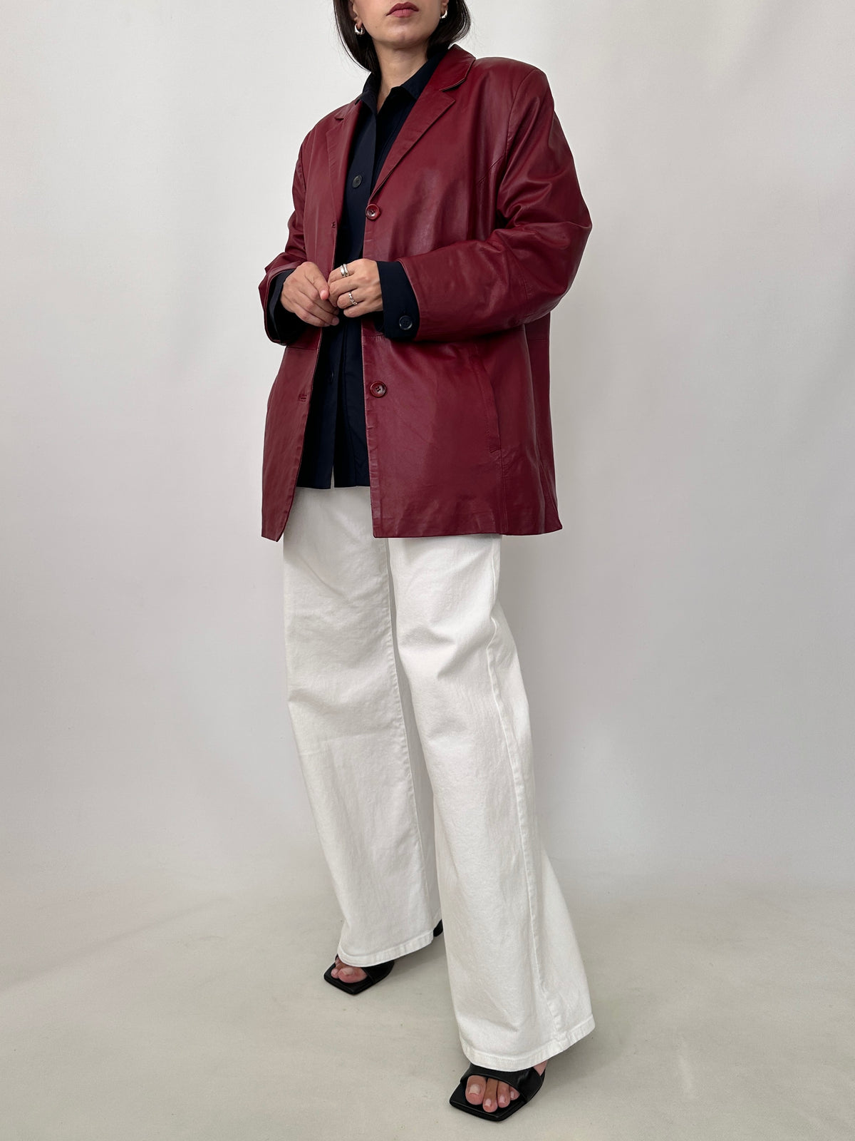 Vintage Burgundy Leather Blazer
