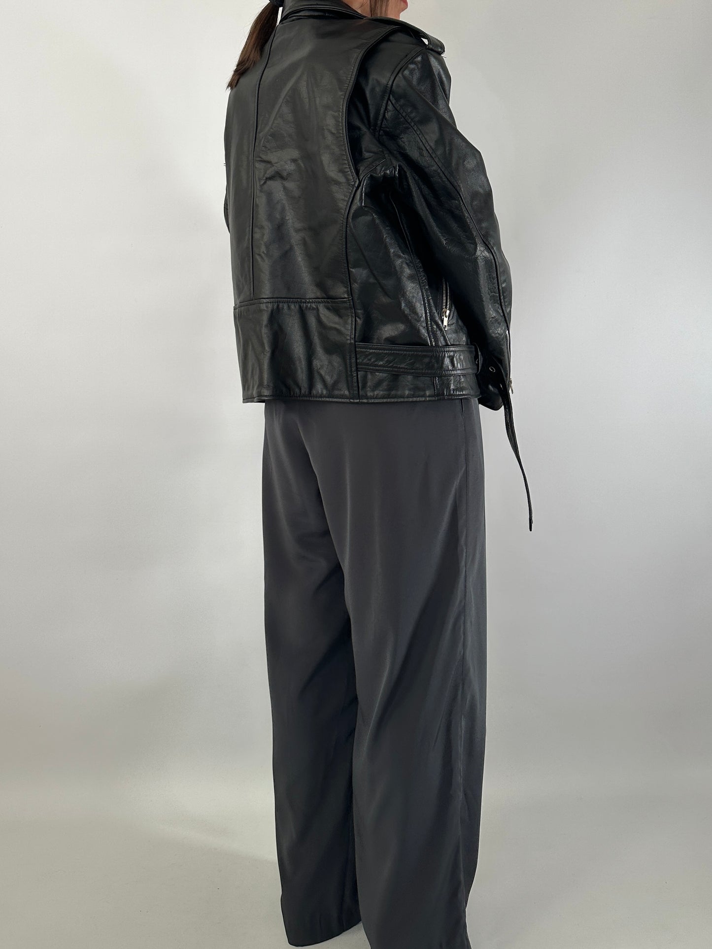 Iconic biker jacket in genuine leather