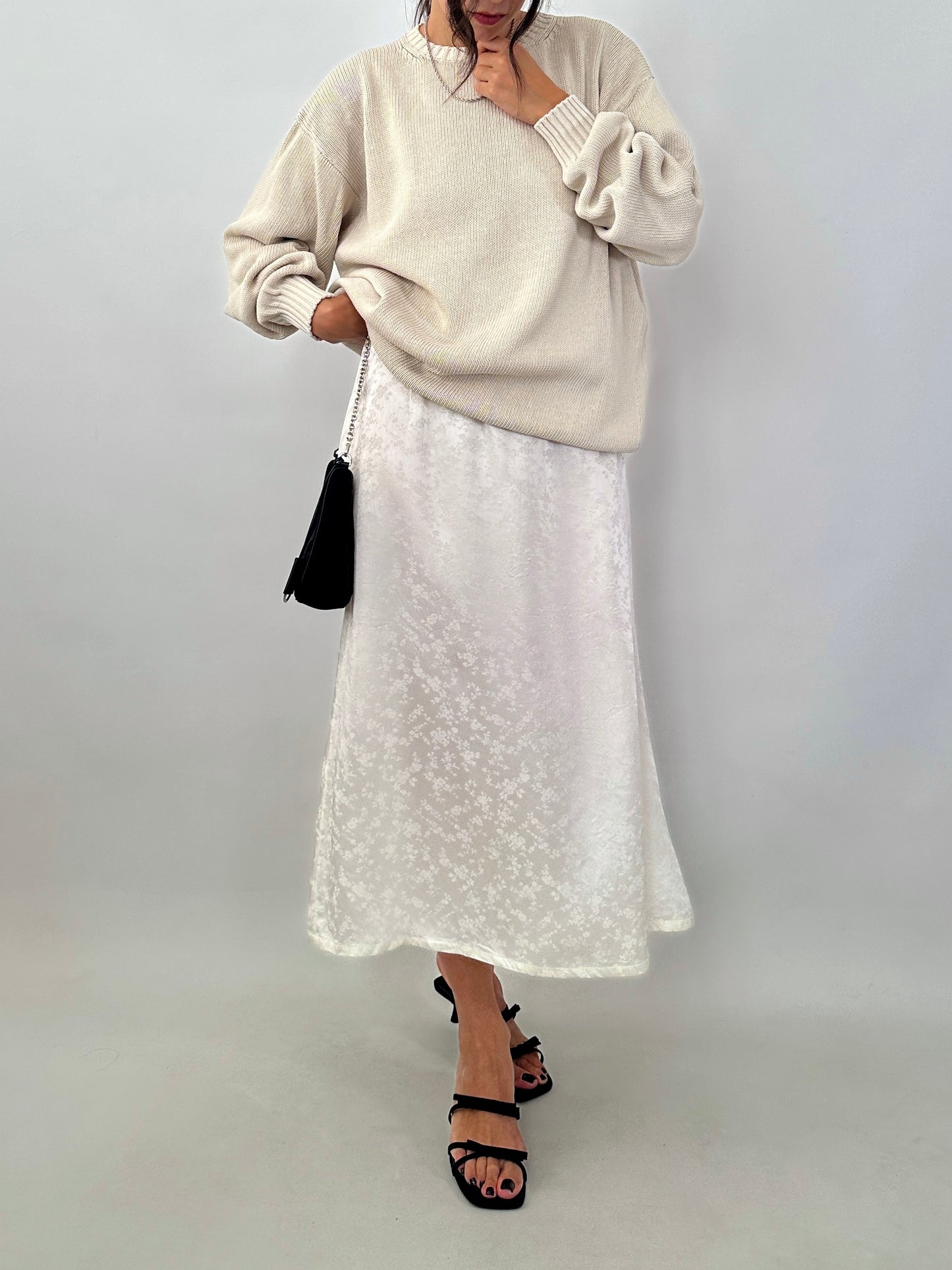 Oversized knitted cotton sweater