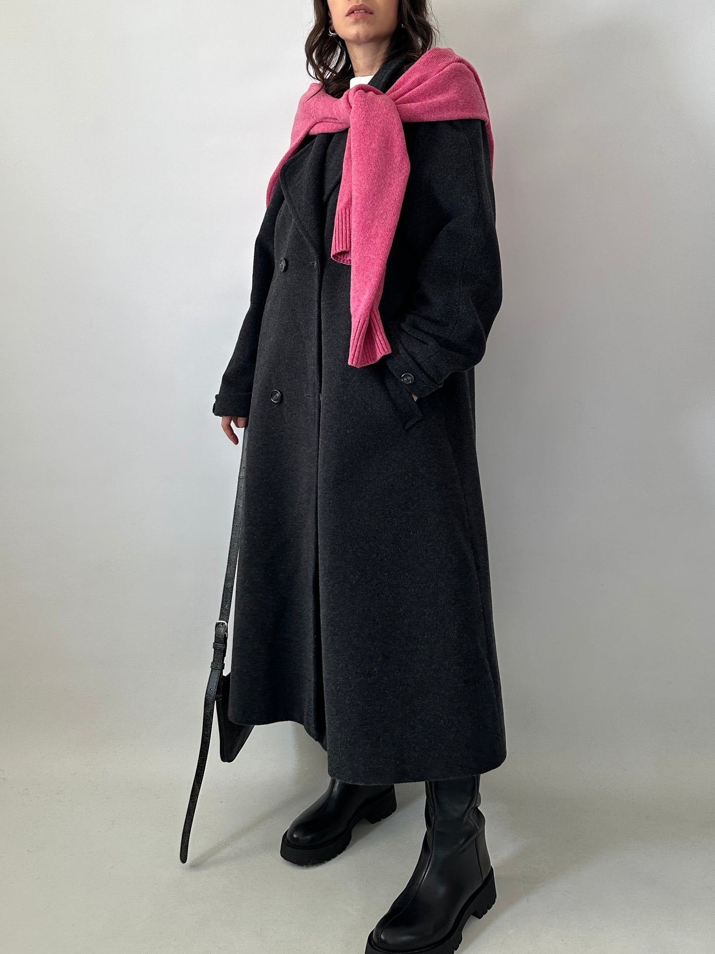 Vintage wool and kid mohair long coat - oversized fit