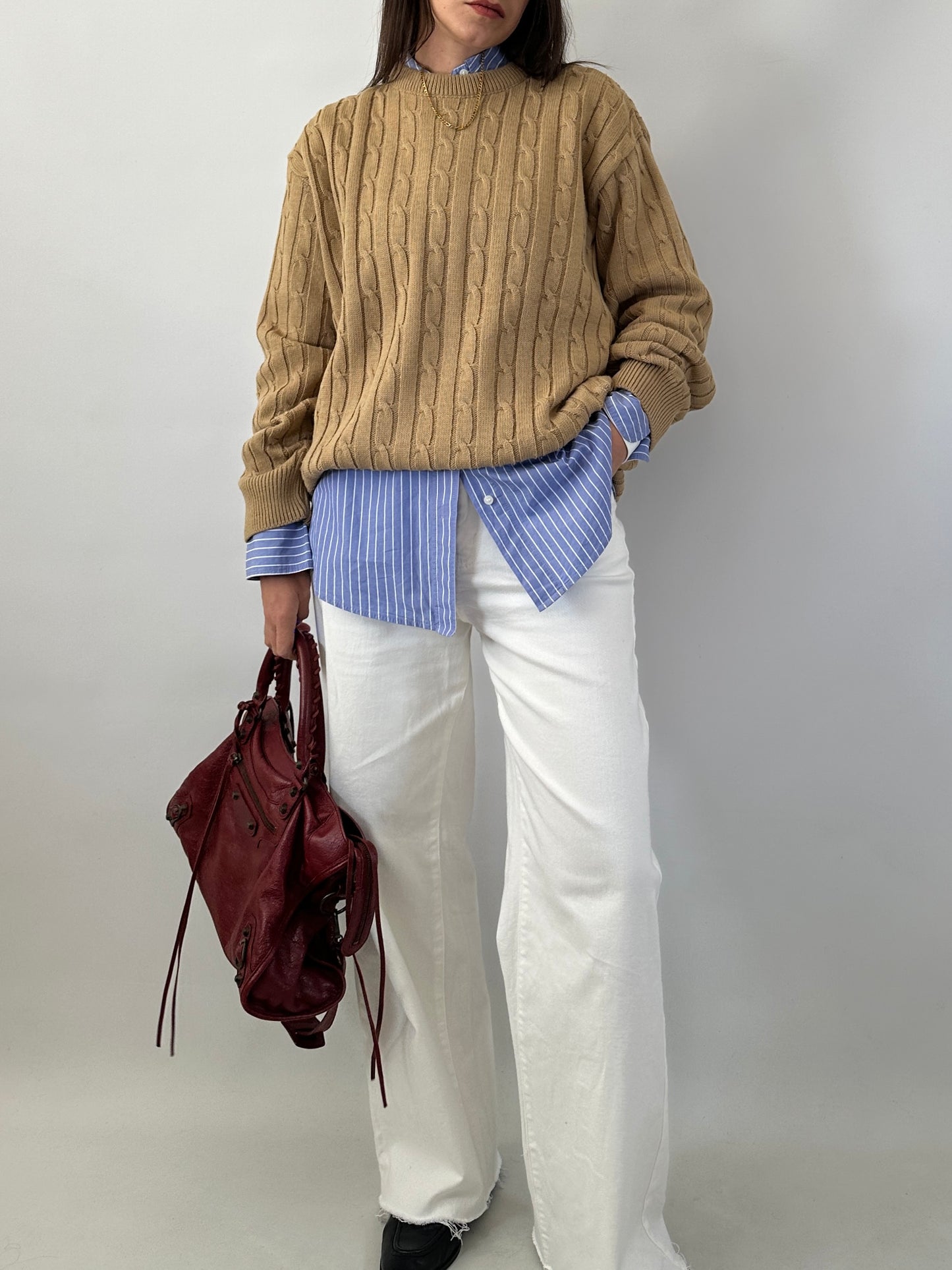 Cable-knit oversized sweater