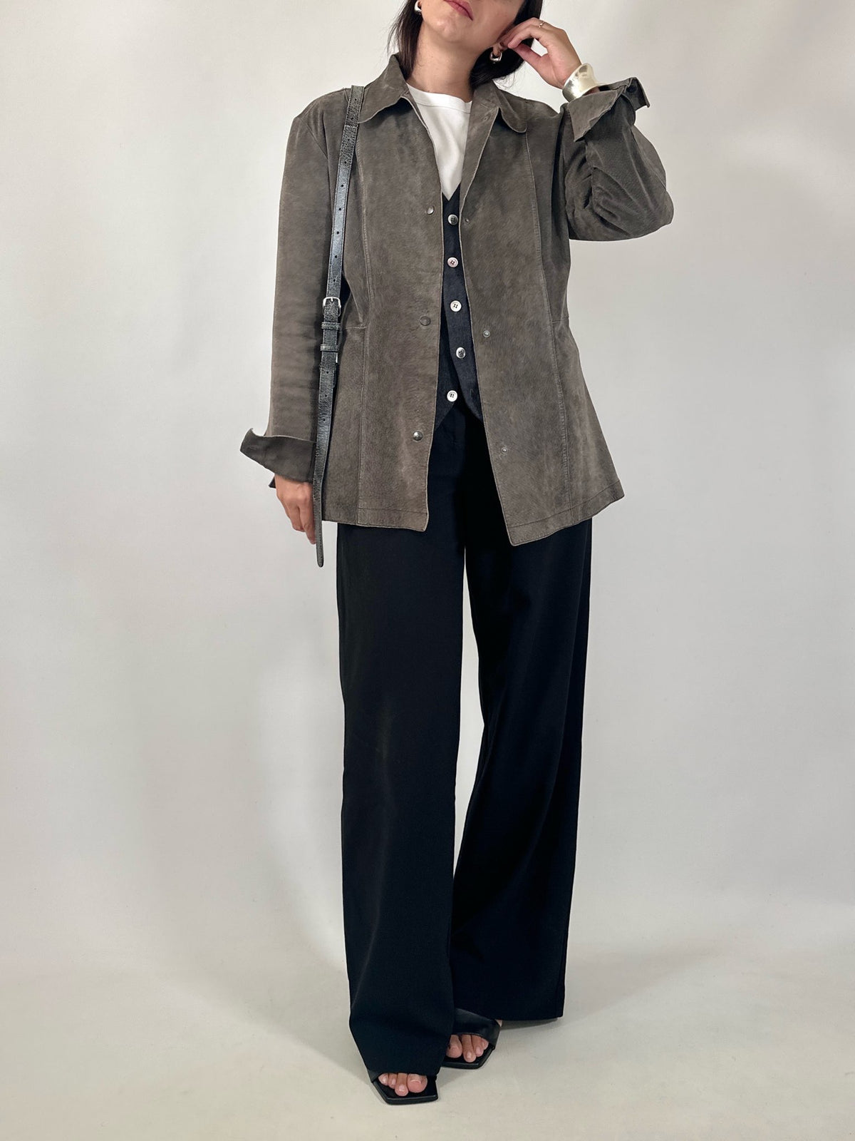 Vintage Grey Suede Leather Jacket