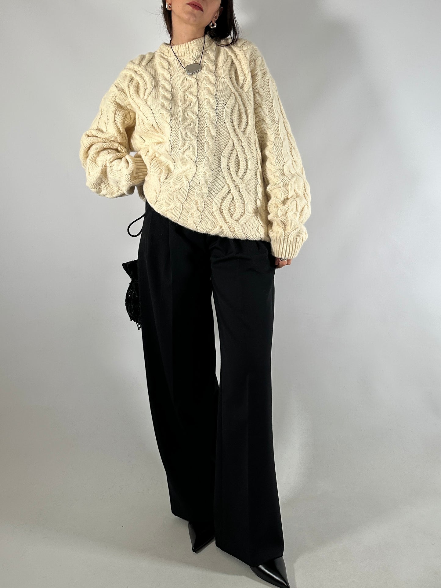 Vintage Cable Knit Wool Sweater
