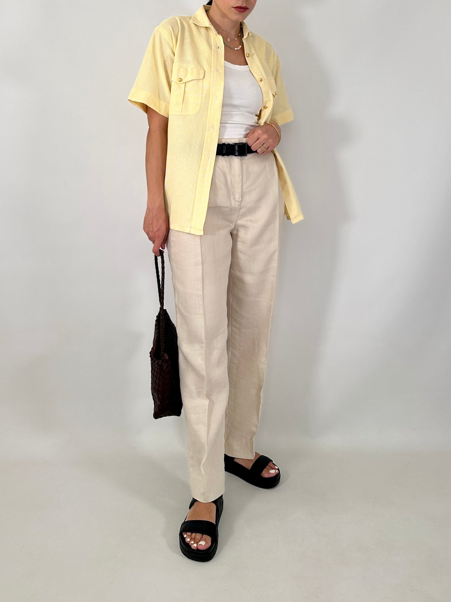 Max&co tailored linen-blend pants