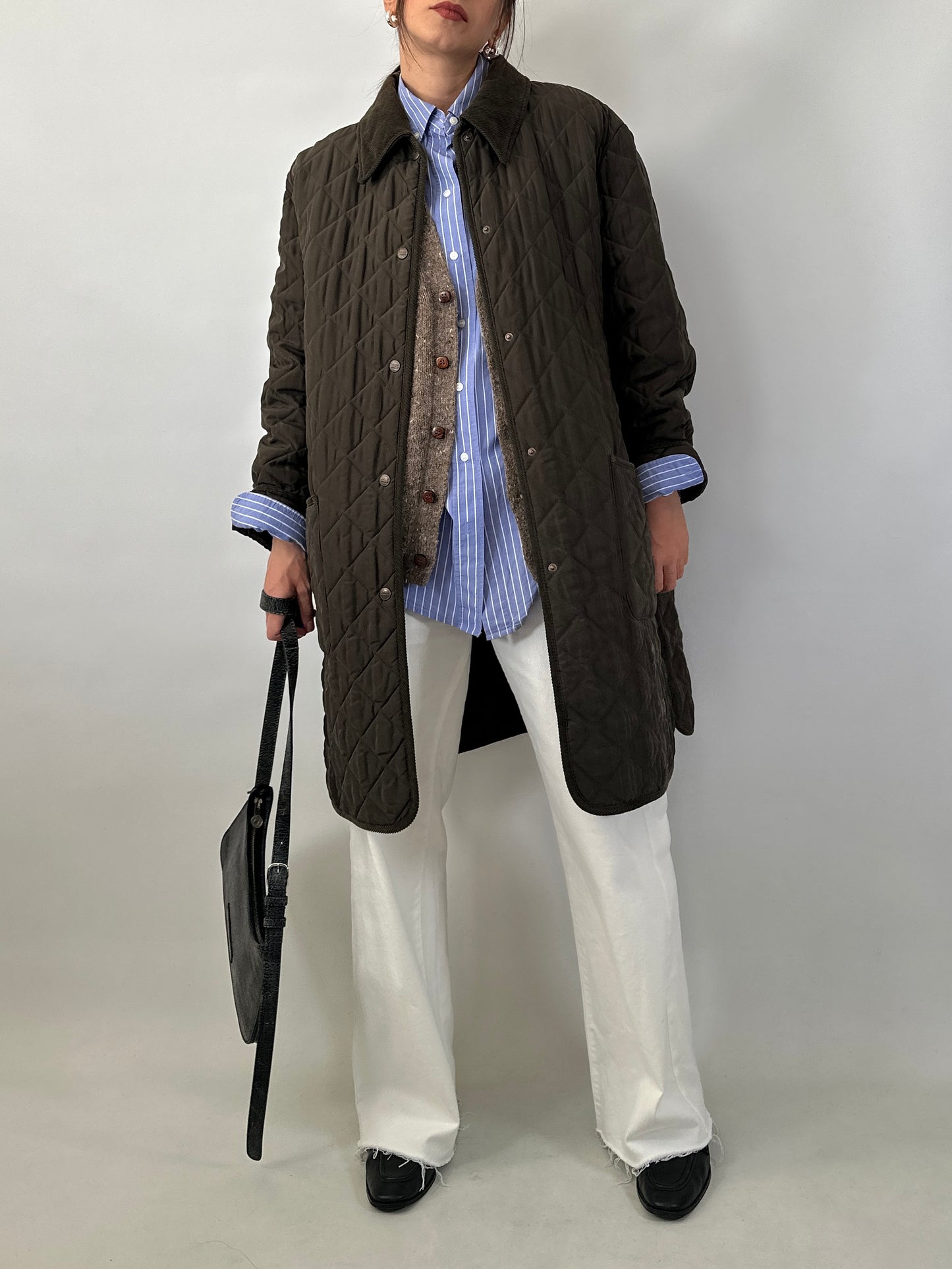 Silk long quilted jacket