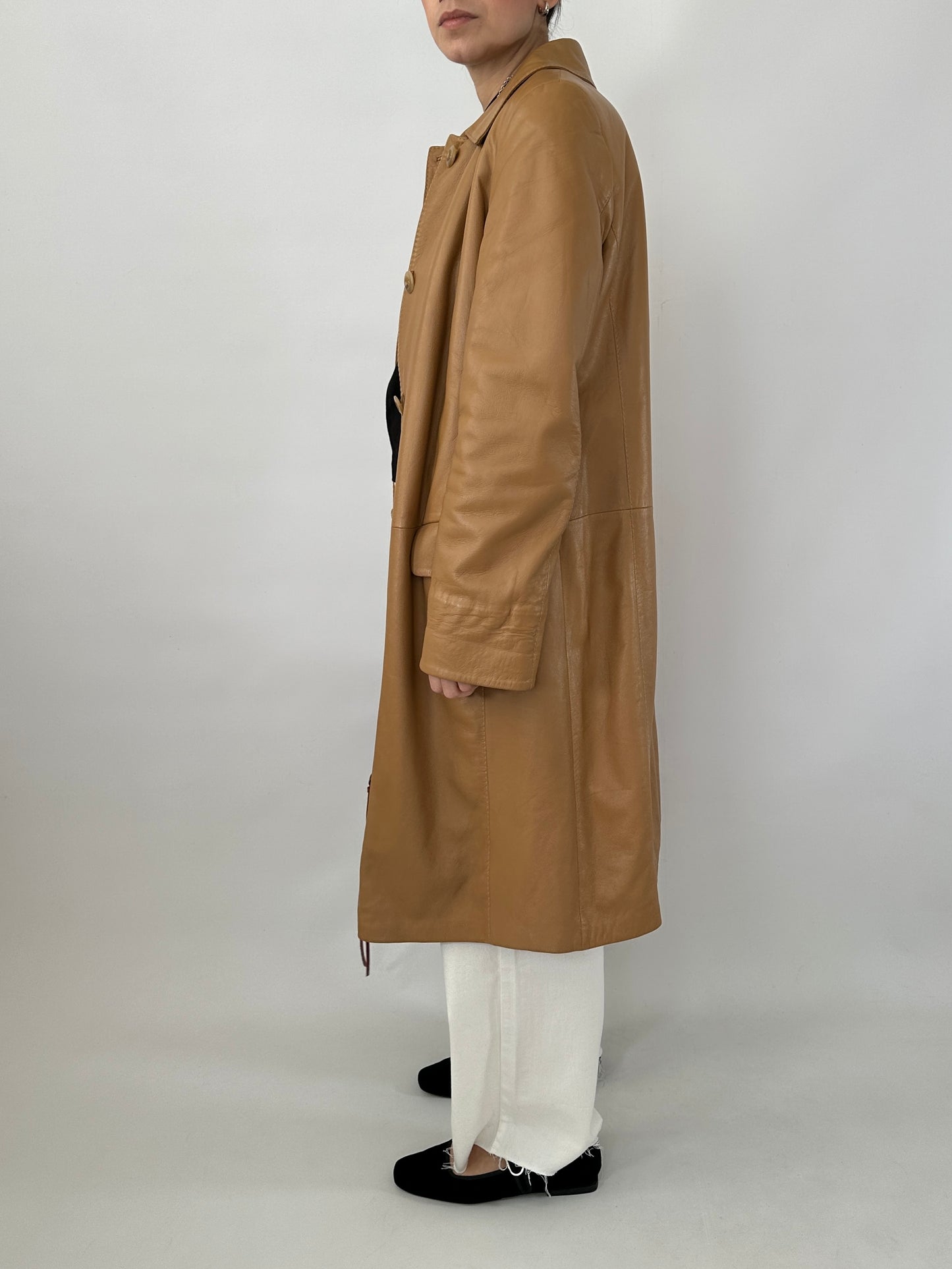 Long soft leather vintage jacket