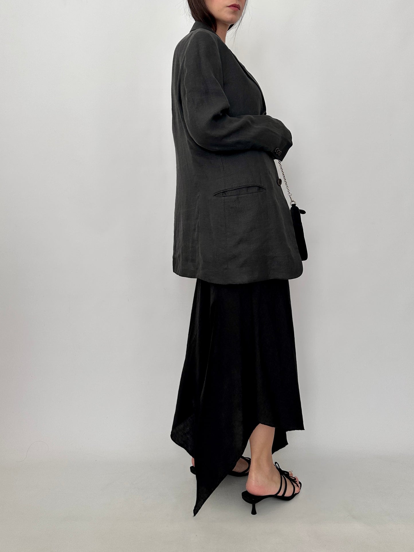 Asymmetric Linen Midi Skirt