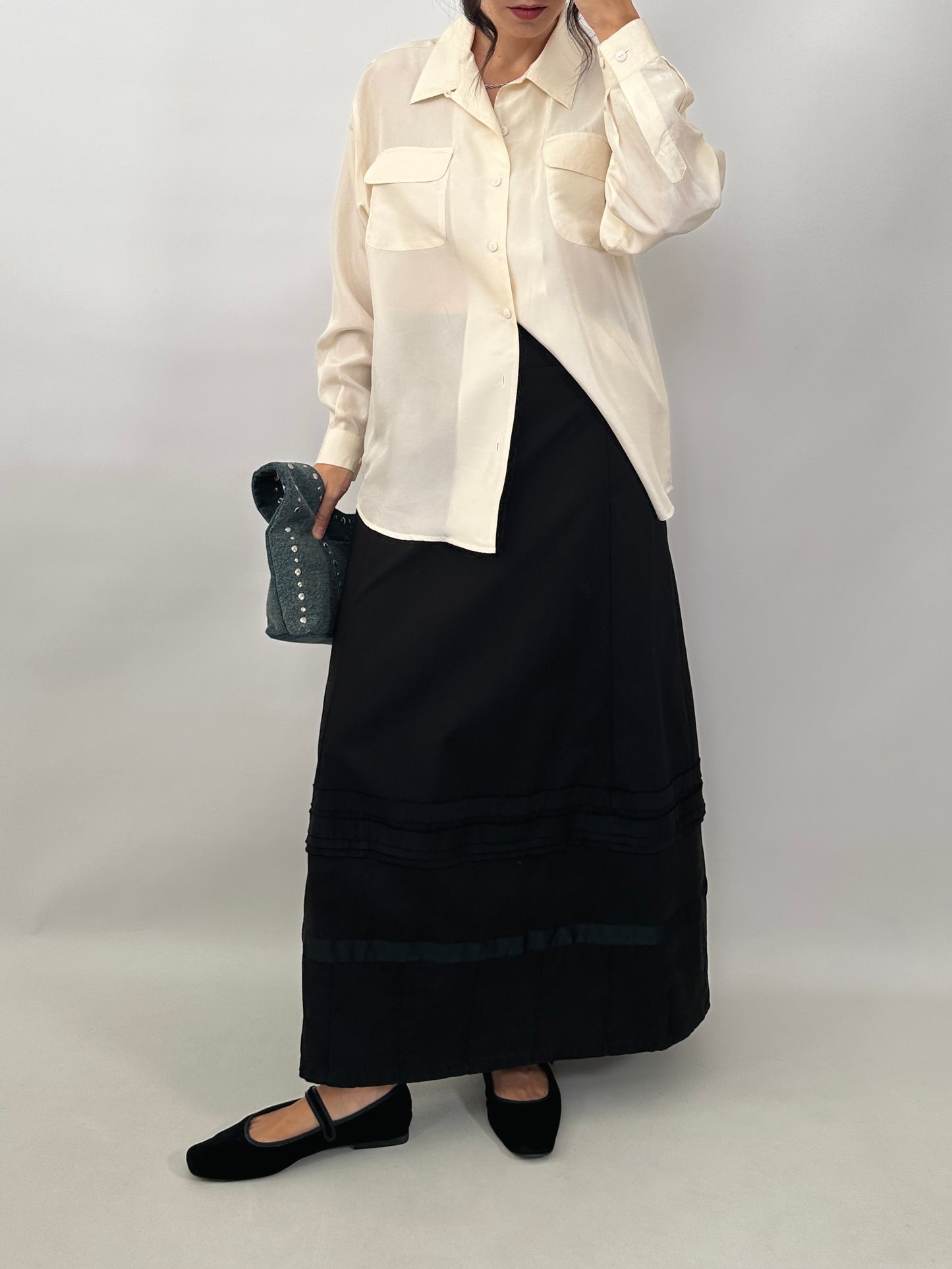 Black cotton maxi skirt