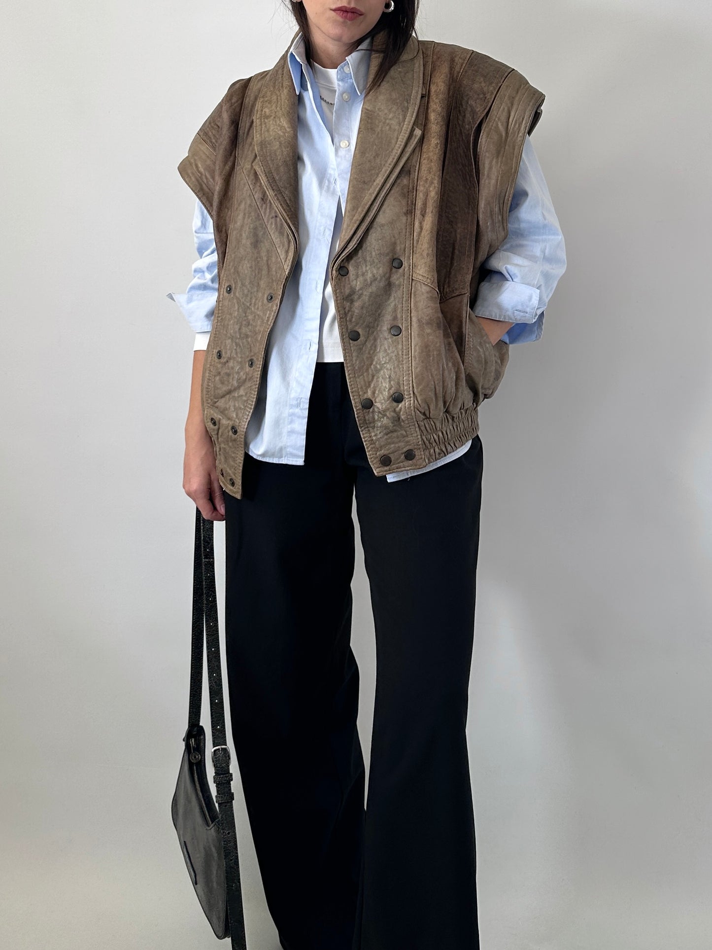 80s bomber jacket in distressed leather