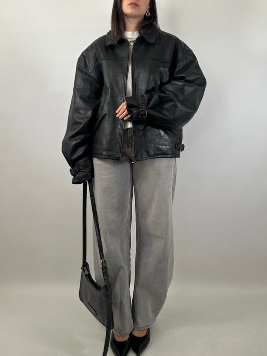 Vintage Leather Zip Jacket
