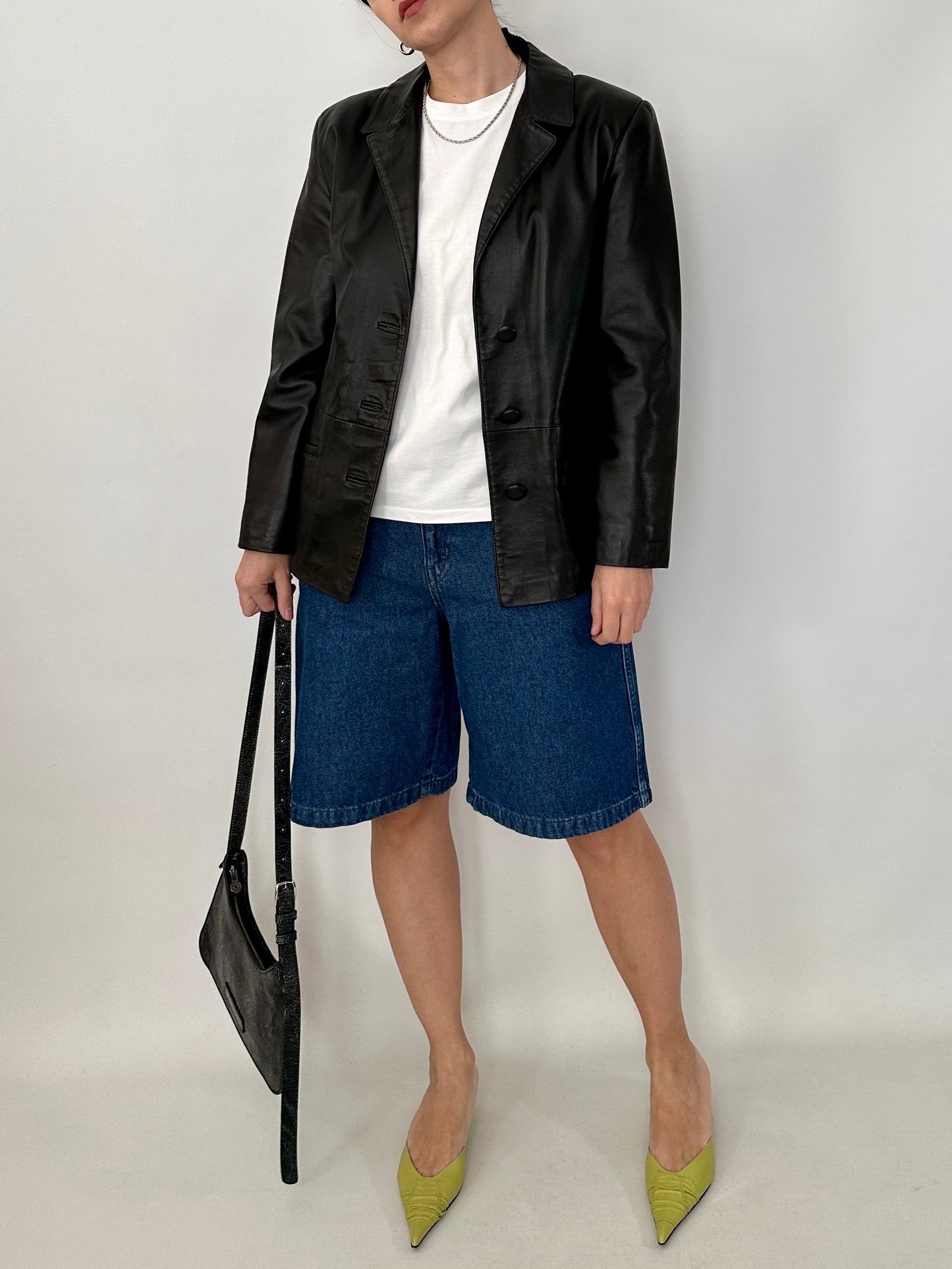 Slim fit vintage leather blazer
