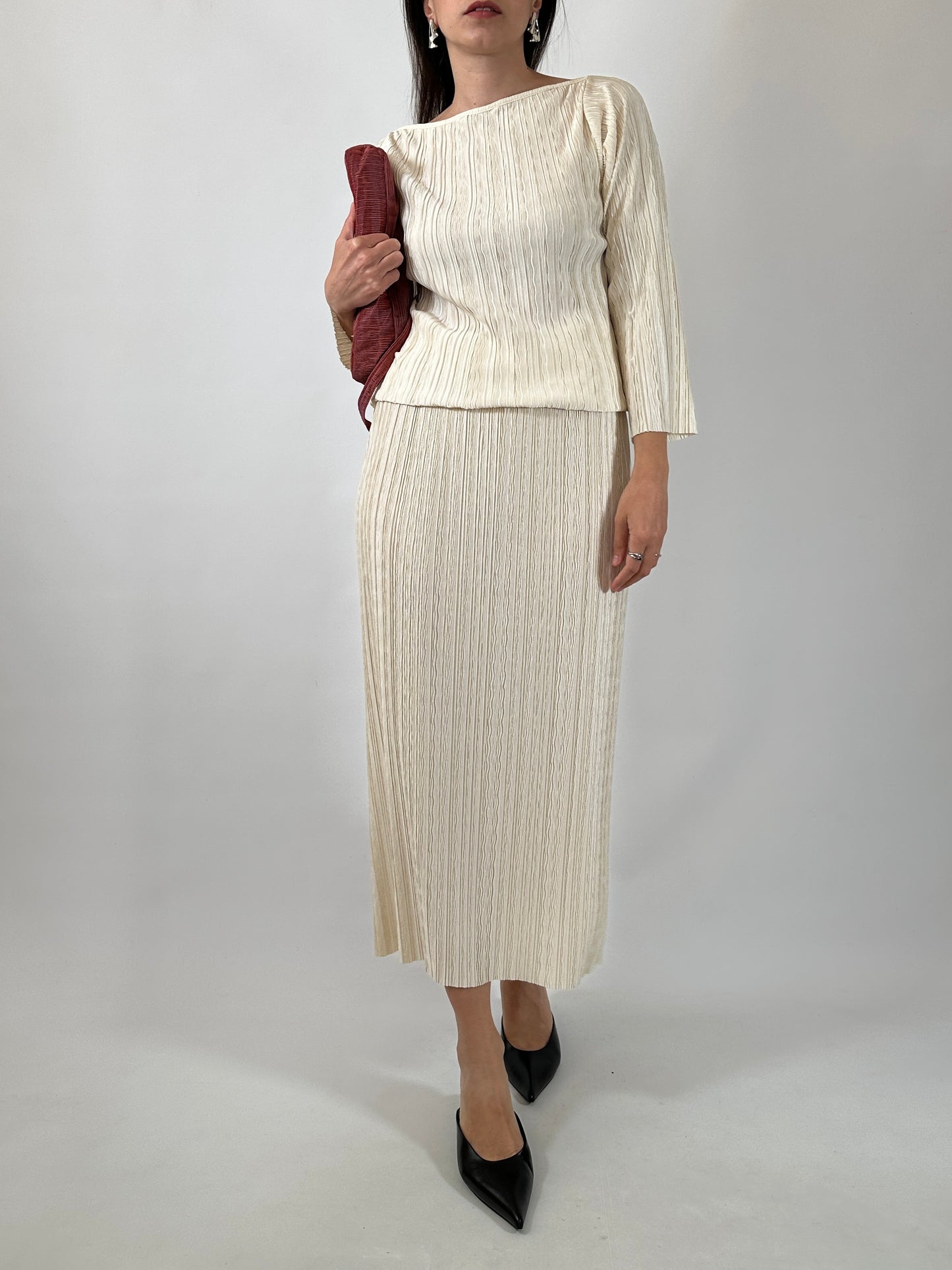 Pleated Top & Skirt Set