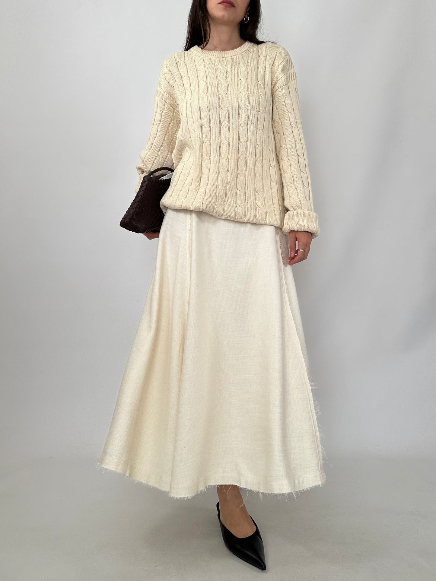 Cream Cable Knit Pure Cotton Sweater