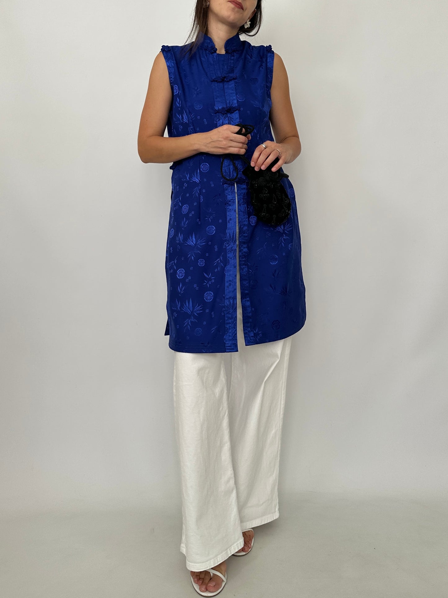 Blue Oriental Silk Top