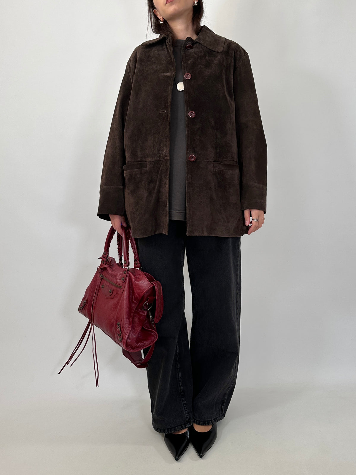 Vintage Dark Brown Suede Jacket