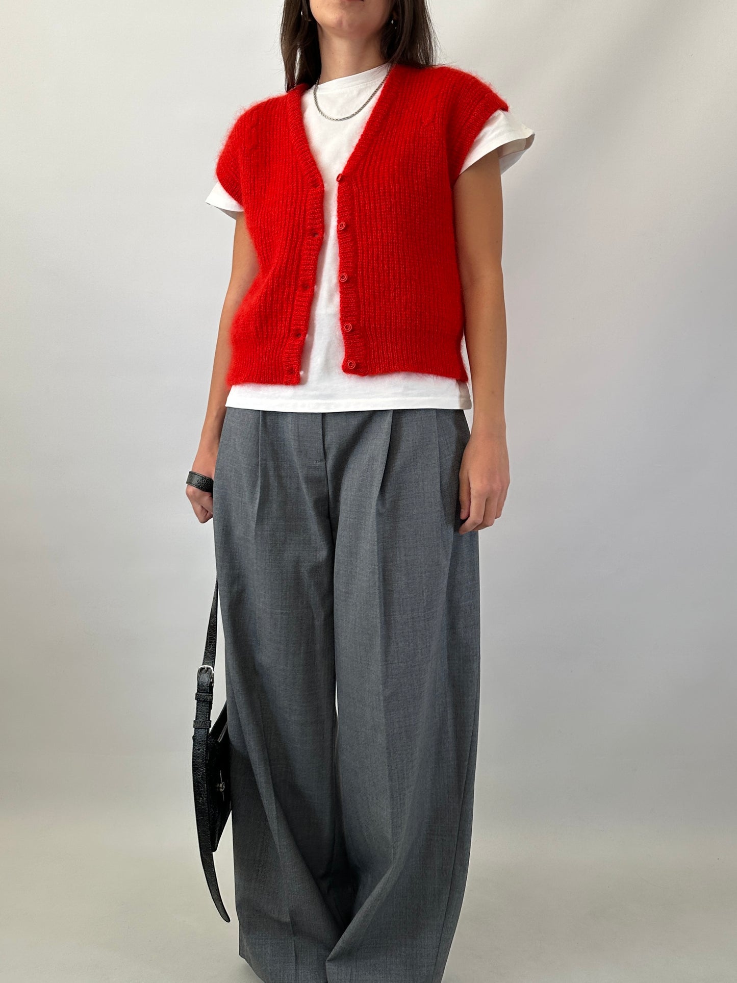 Button-front mohair sweater vest