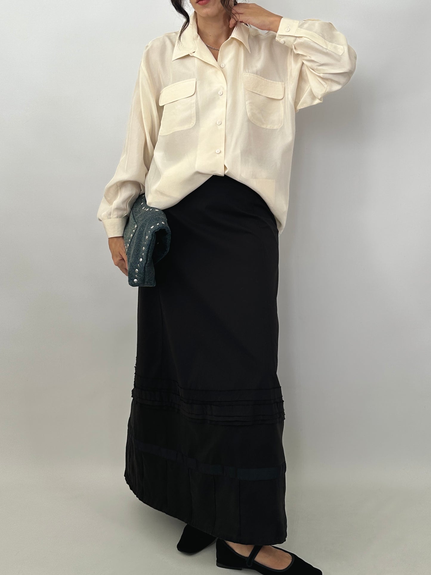 Black cotton maxi skirt