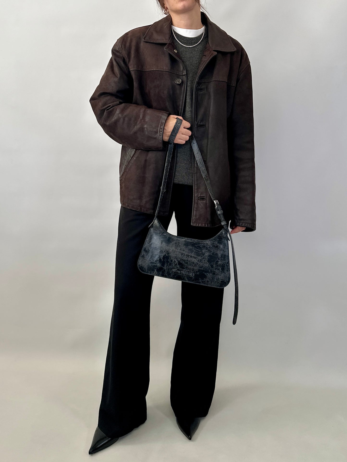 Nubuck leather car coat