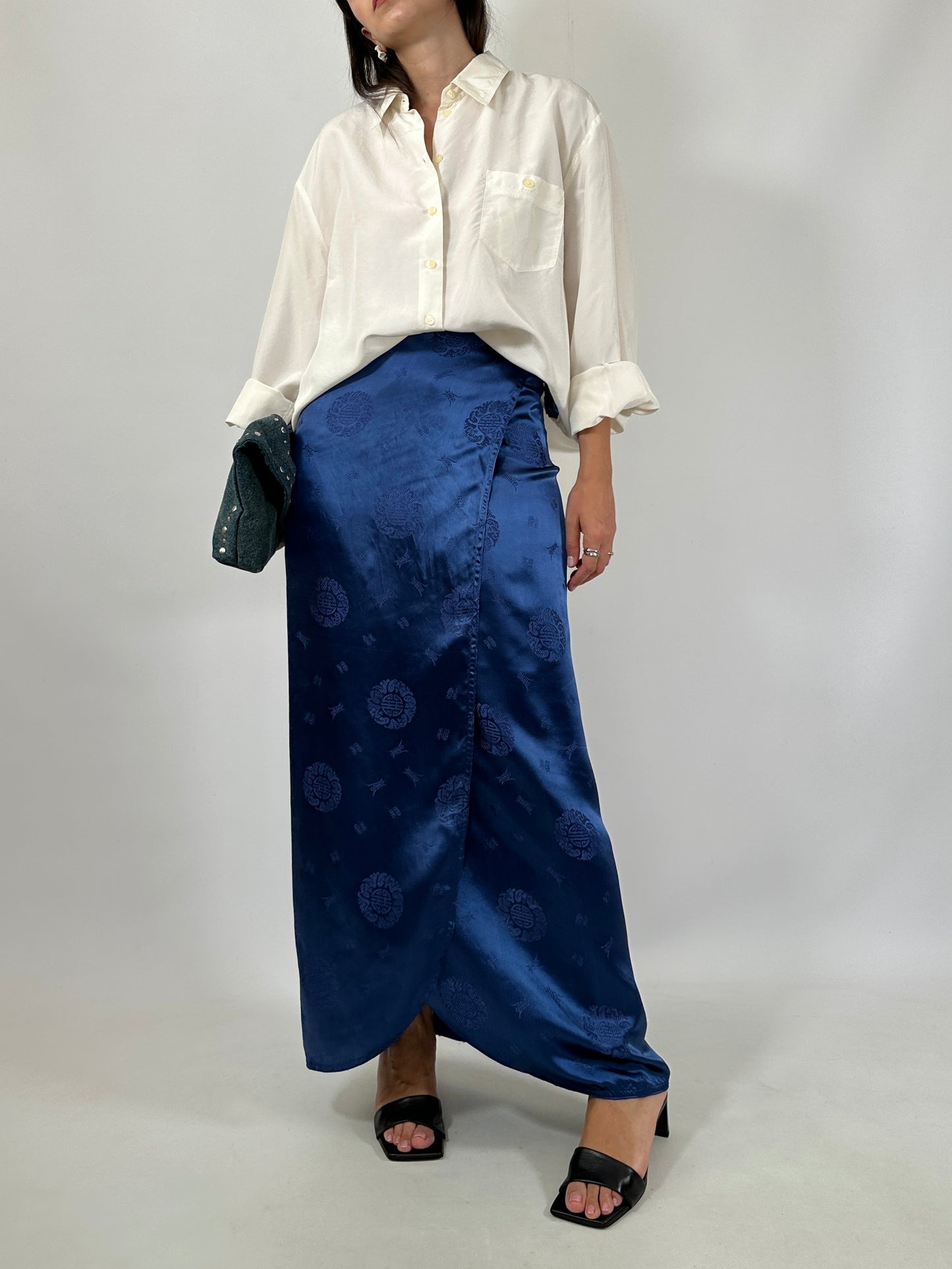 Japanese Jacquard Satin Wrap Skirt