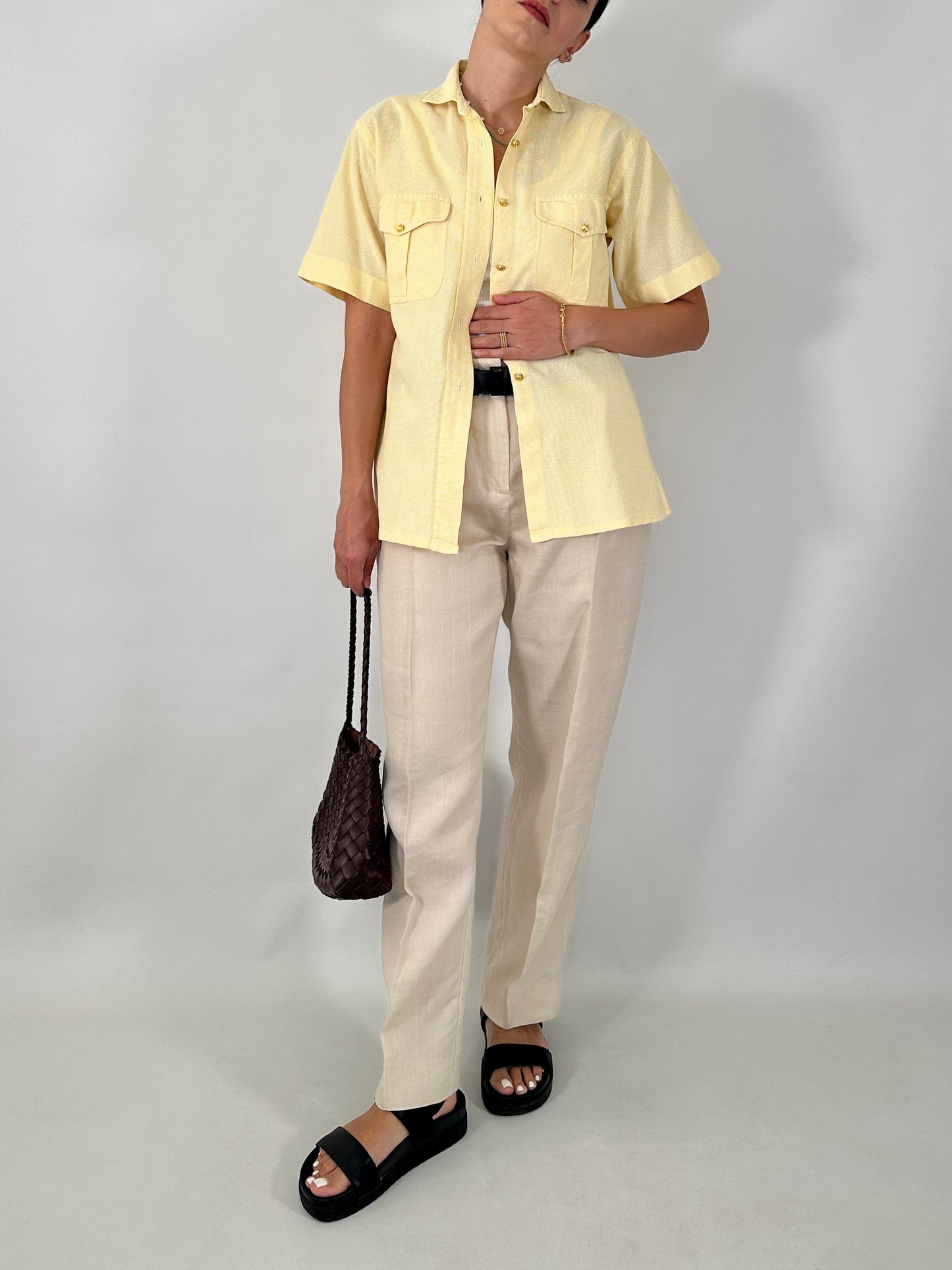 Max&co tailored linen-blend pants