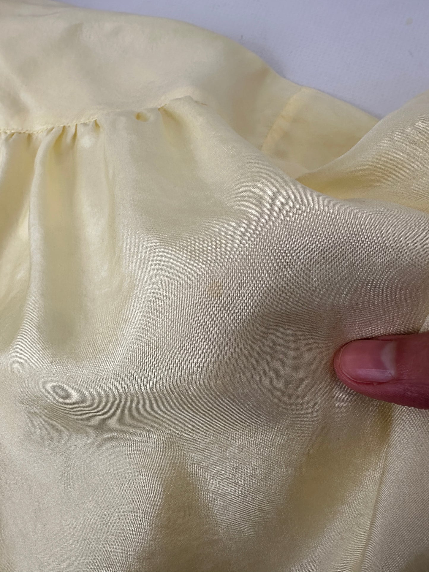 Butter yellow silk bow shirt