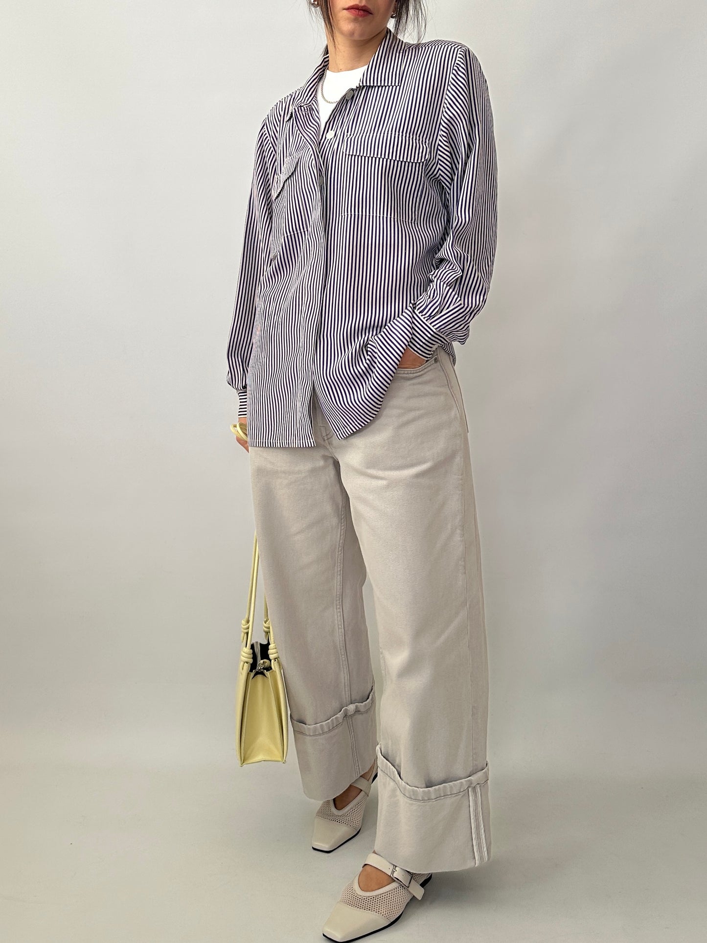 Pure silk striped shirt