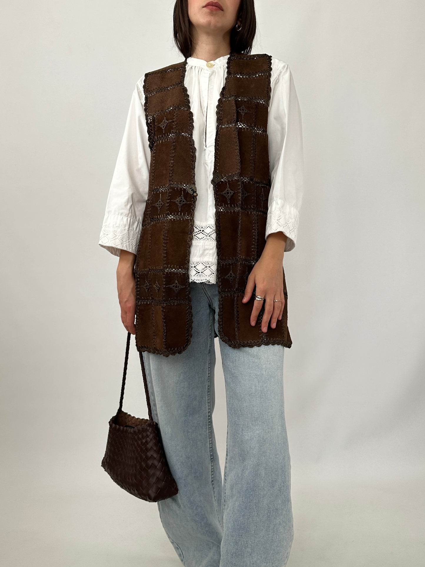 Vintage Boho Patchwork Leather Vest