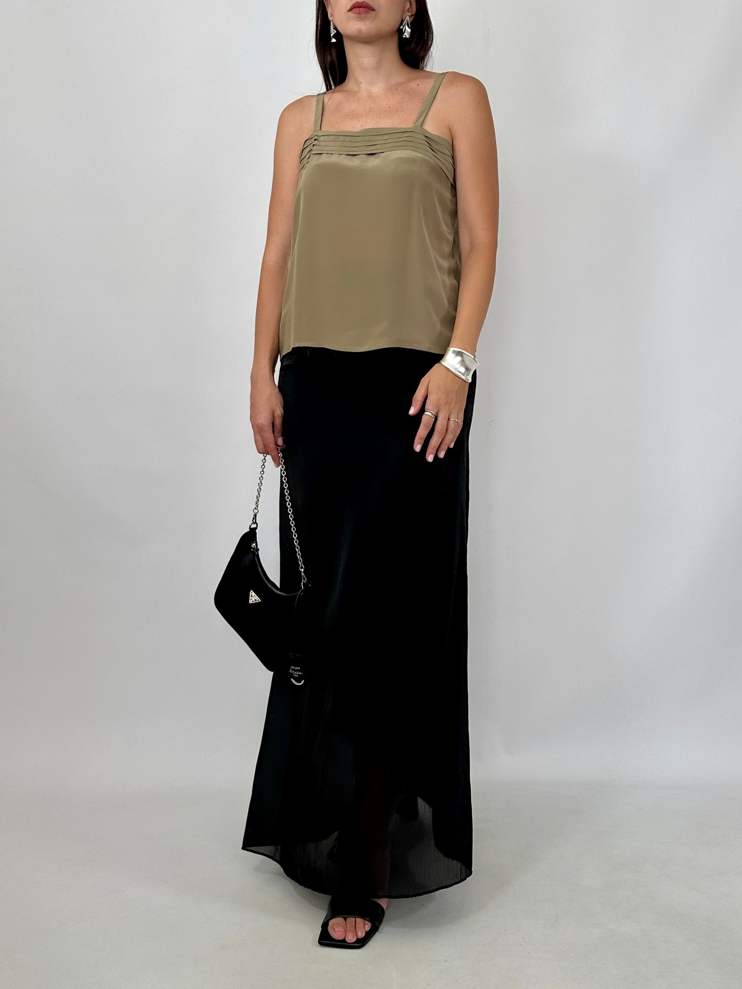 Vintage Back Button Silk Cami Top