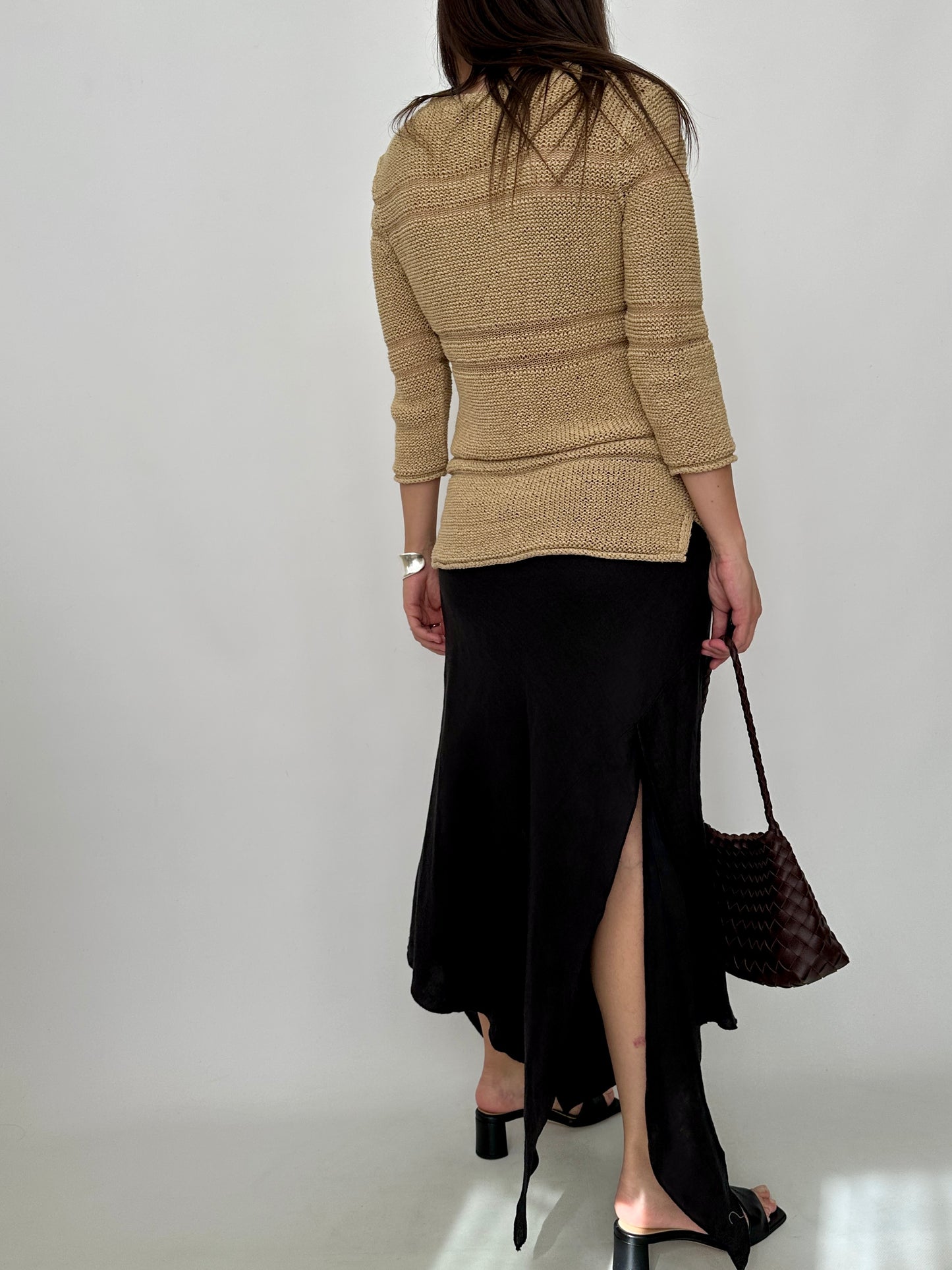 Asymmetric Linen Midi Skirt