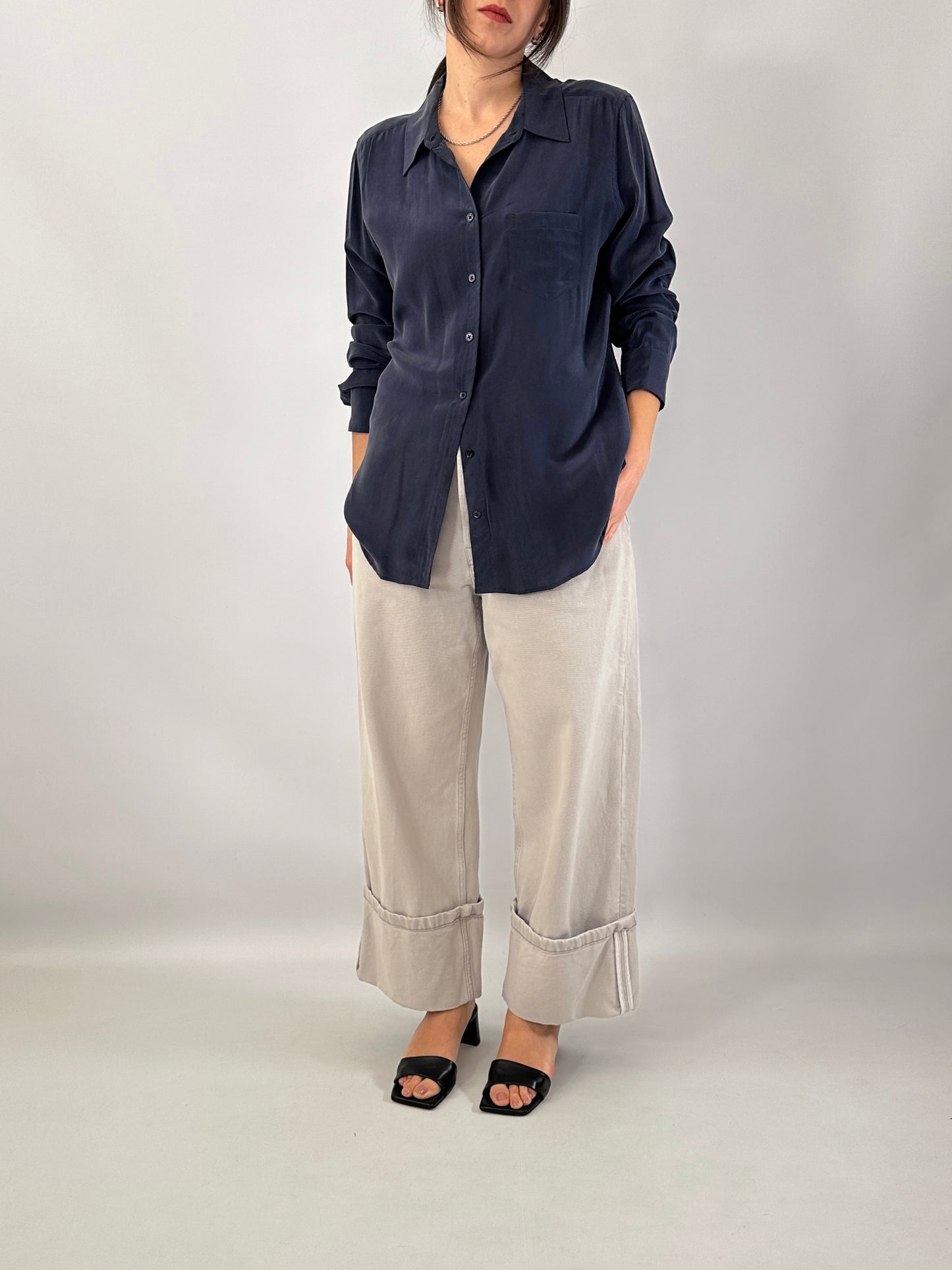 Essential washed silk blue shirt