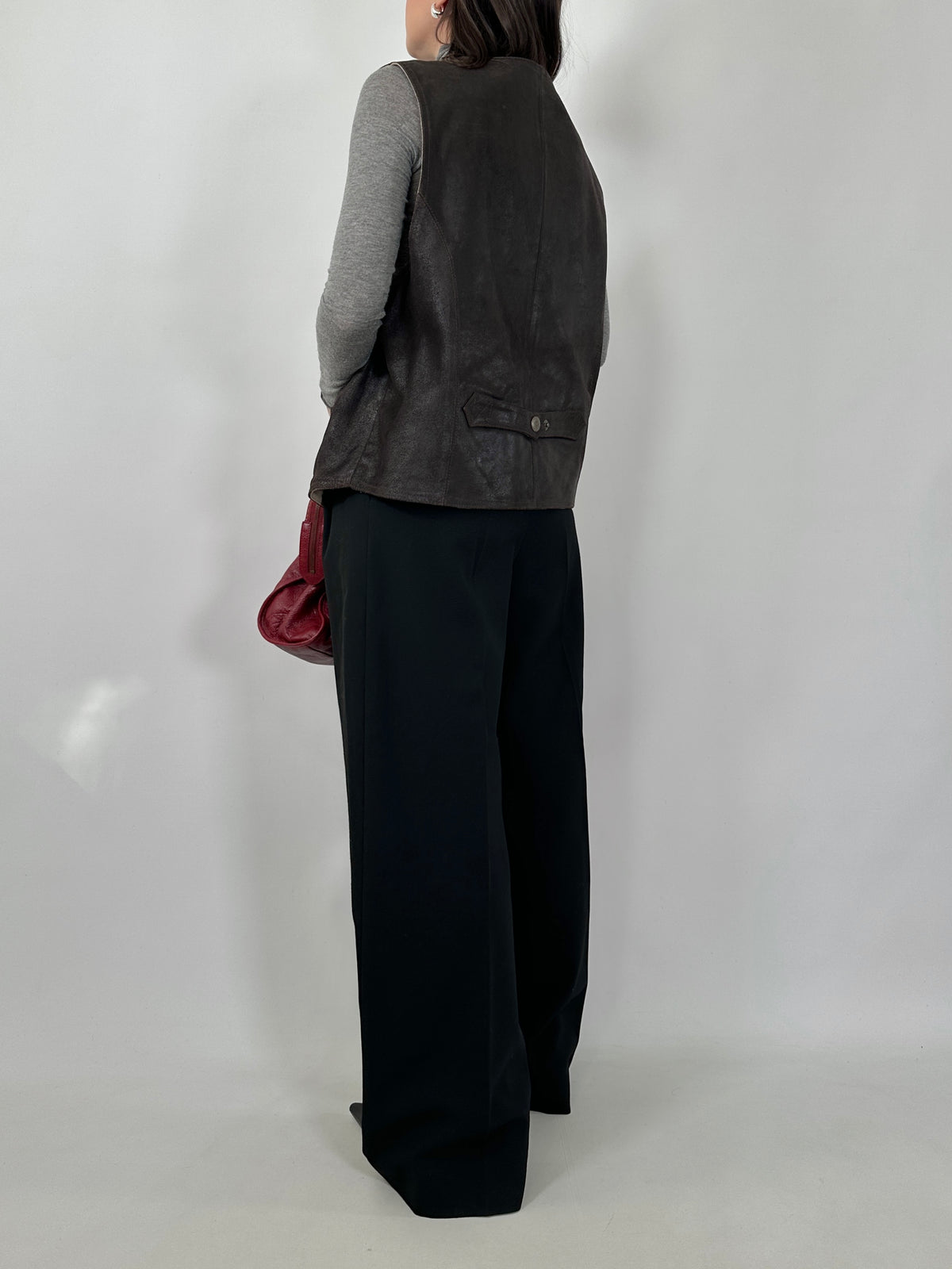 Dark Brown Crackled Leather Vest