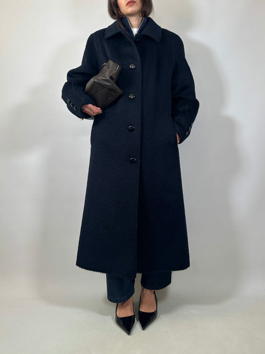 Long Blue Lama and Wool Coat
