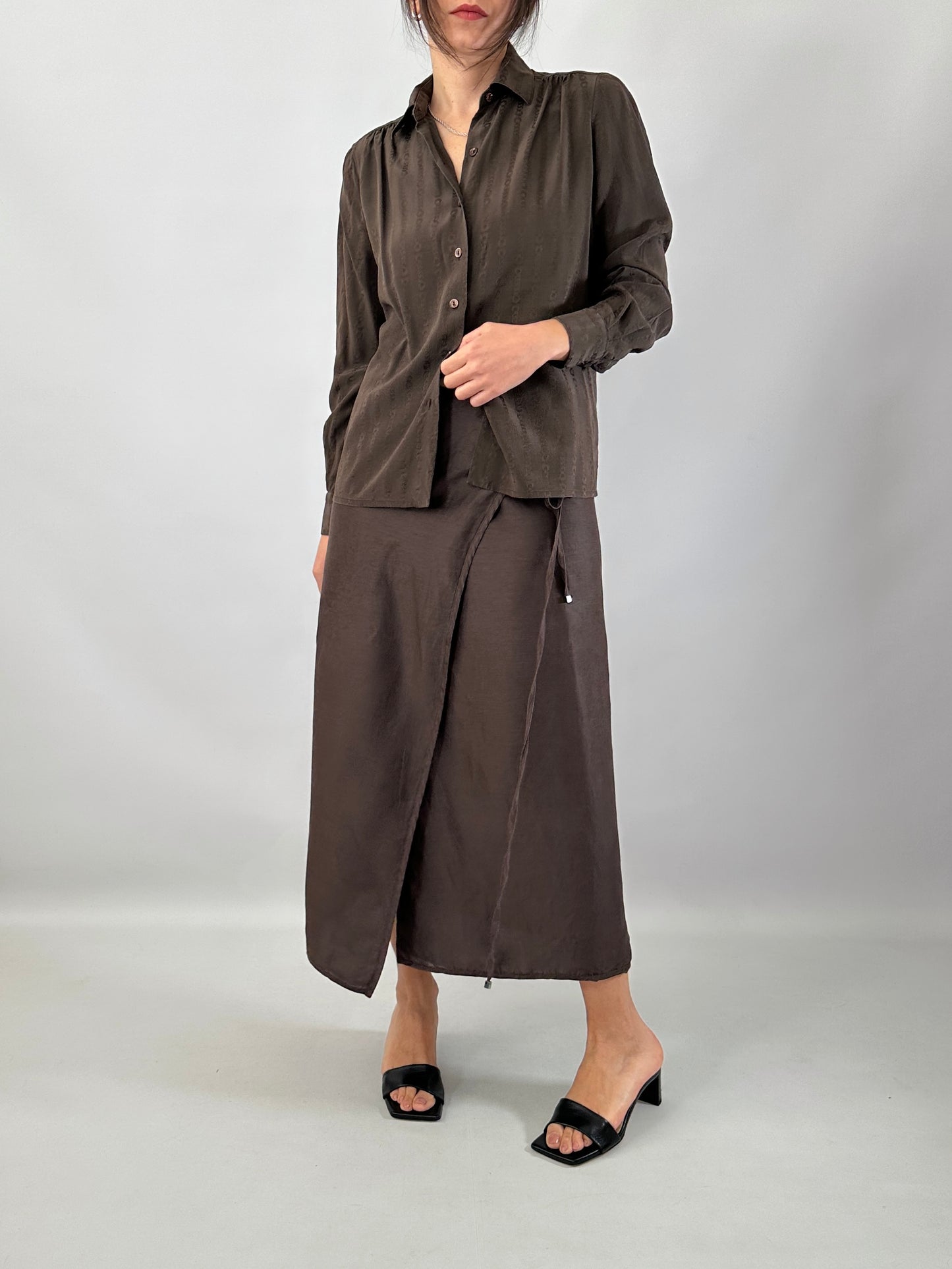 Max Mara wrap chocolate skirt