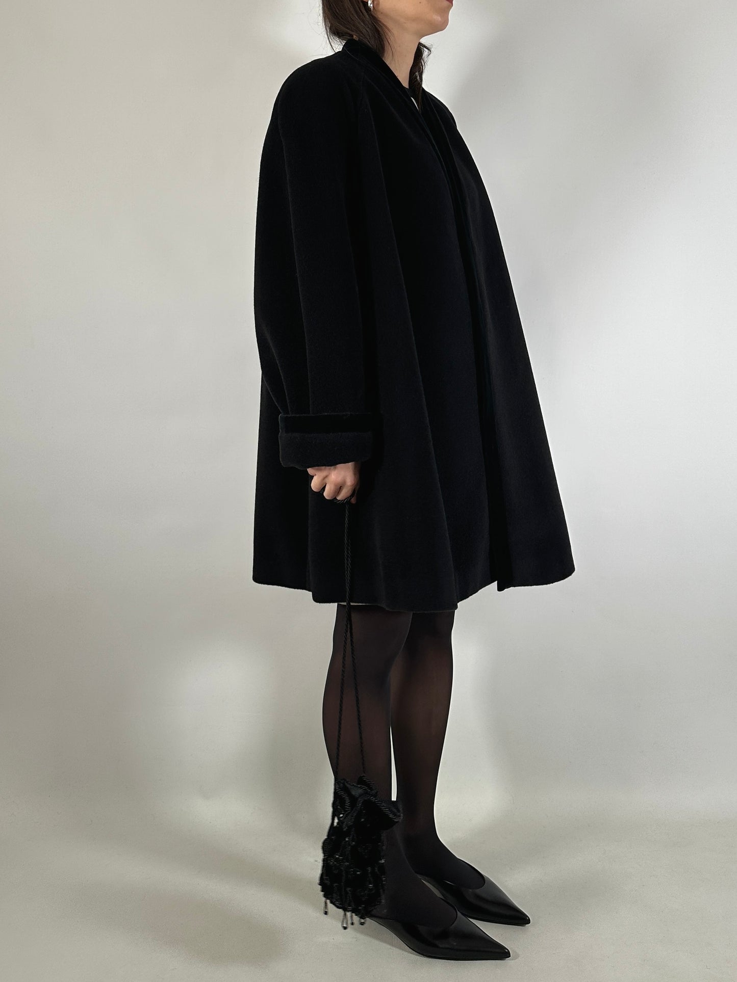 Vintage Ferré Wrap-Style Black Coat