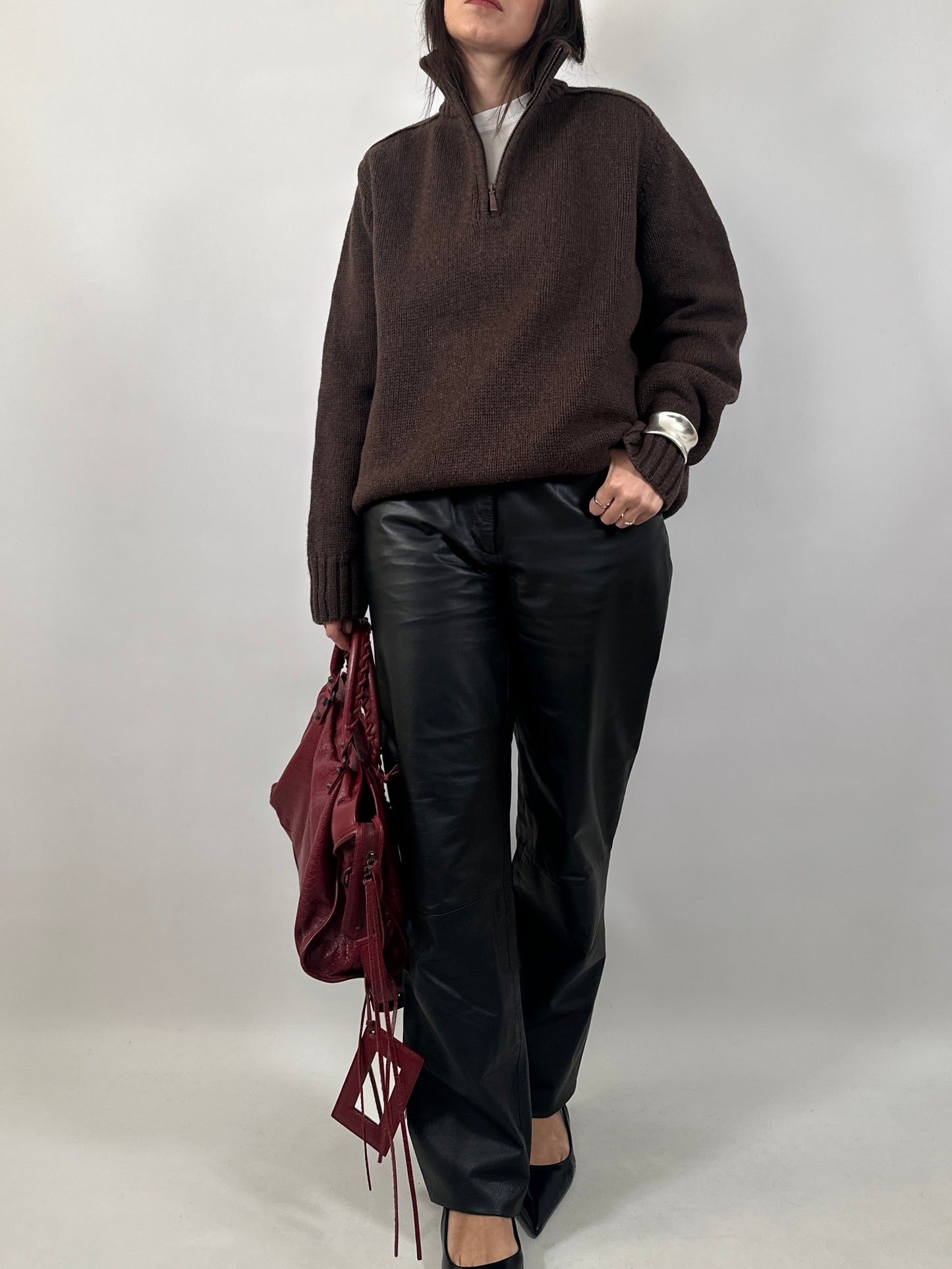 Vintage Leather Five-Pocket Trousers