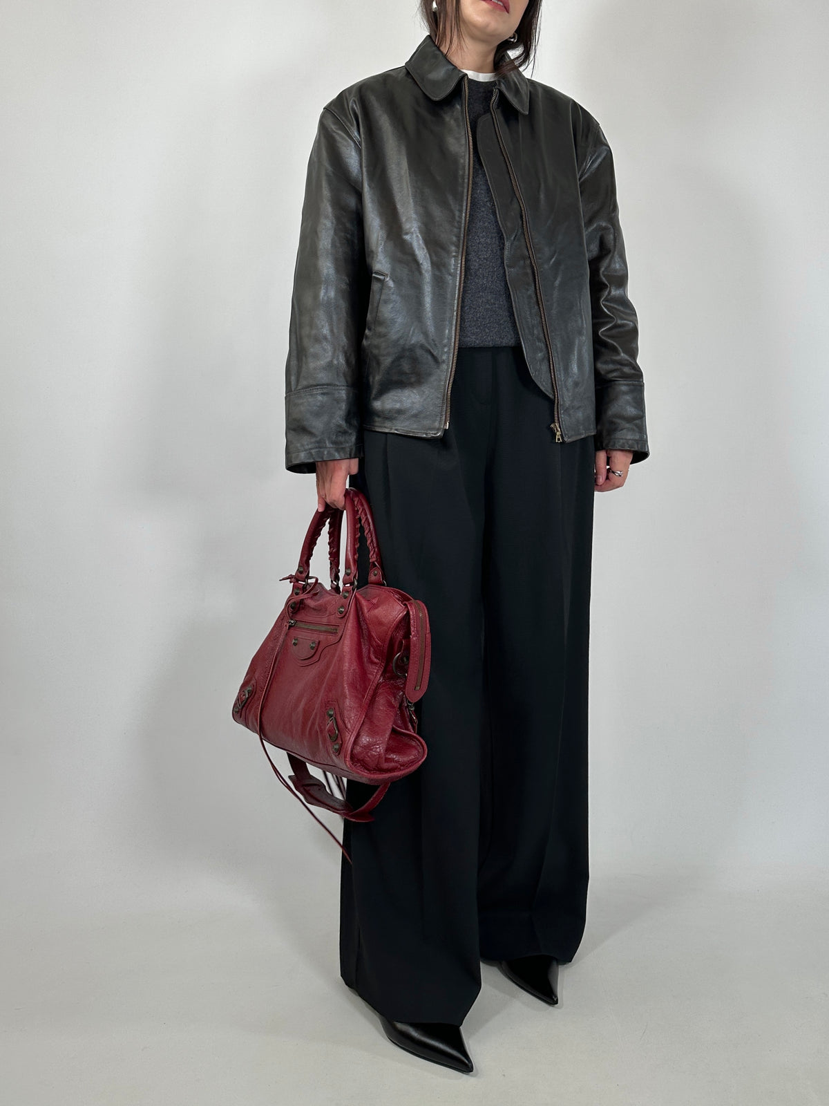 Dark Brown Patent Leather Jacket