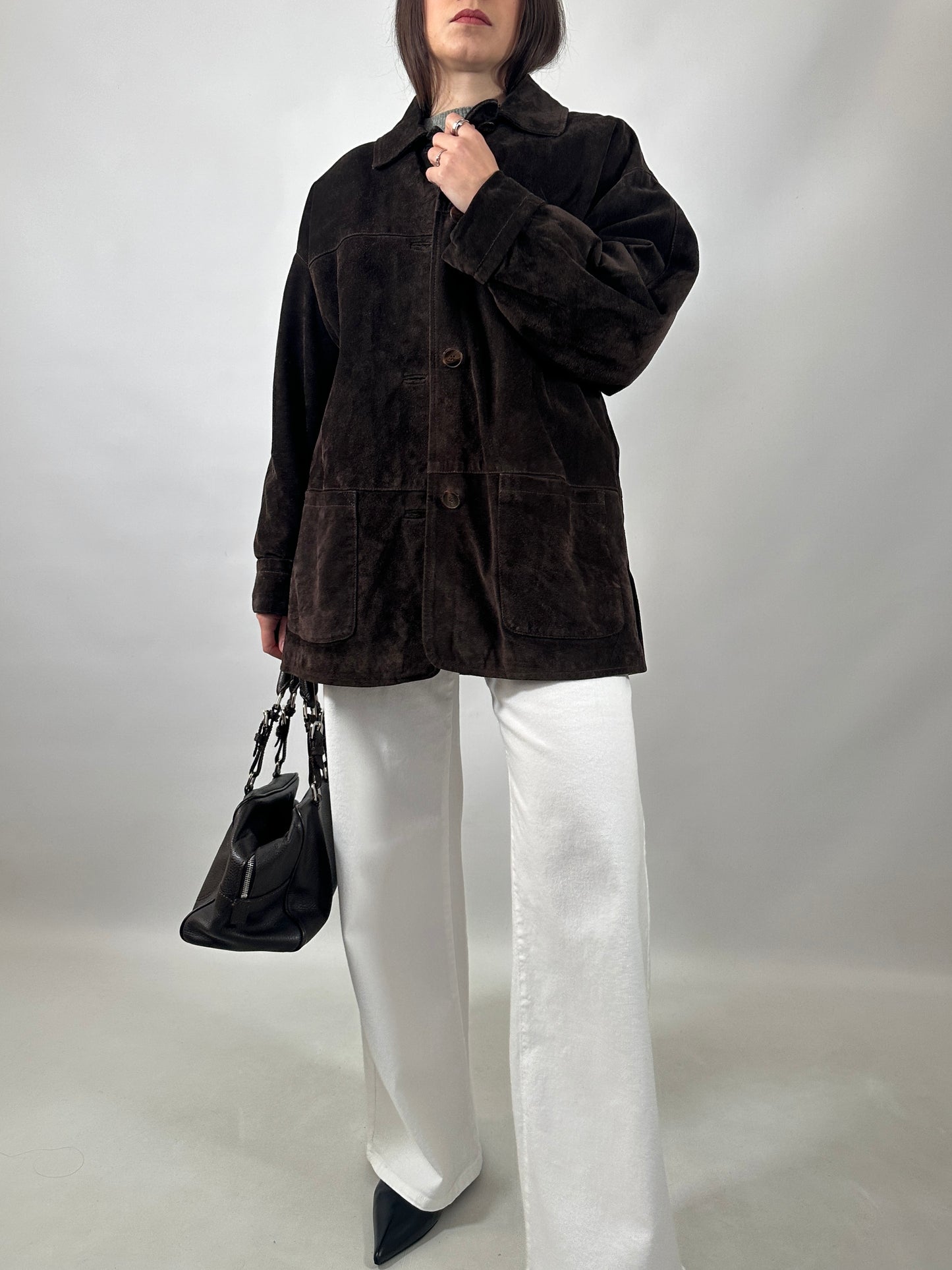 Vintage Suede Button-Up Jacket