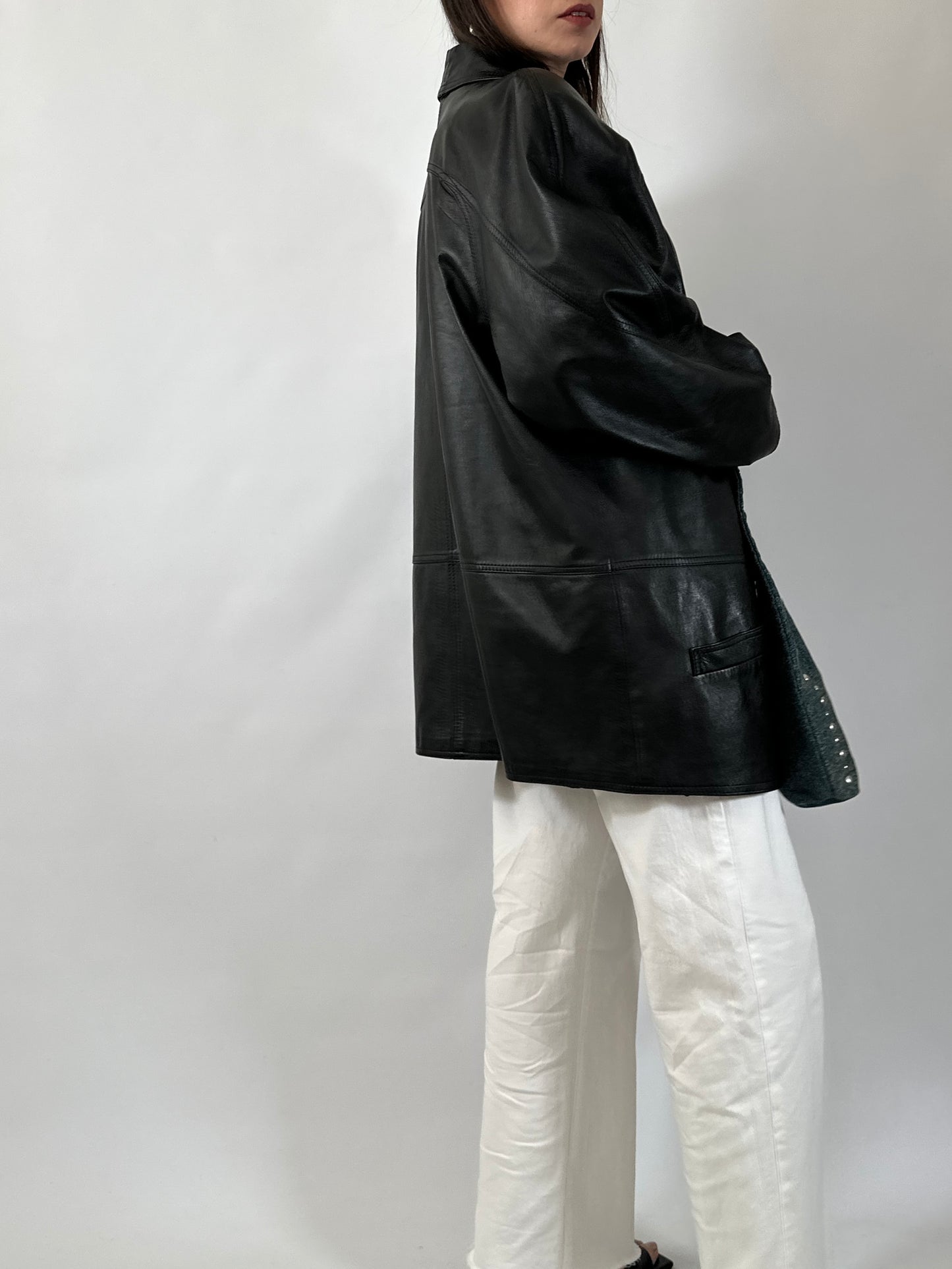 Vintage Shawl Collar Soft Leather Blazer
