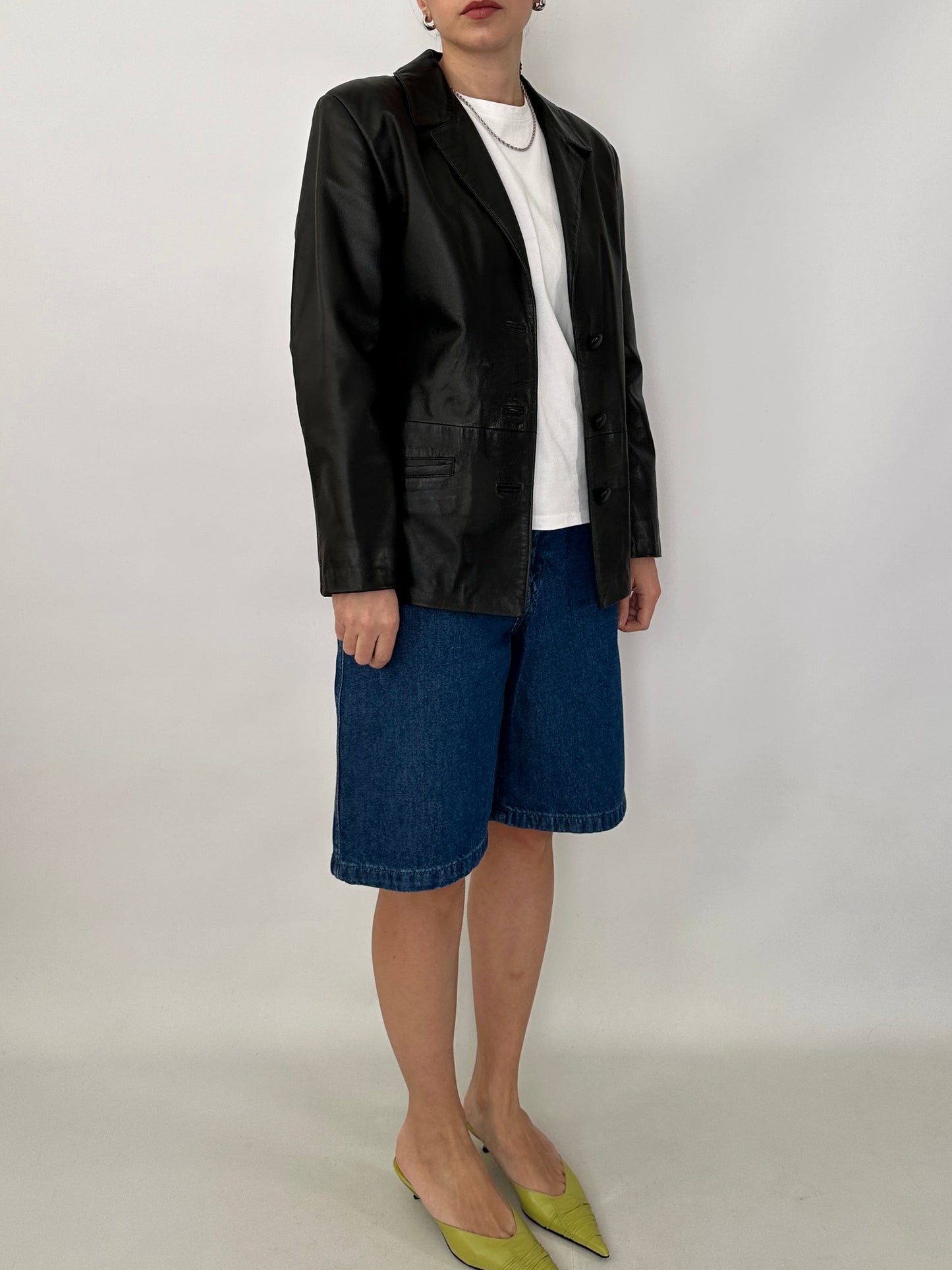 Slim fit vintage leather blazer