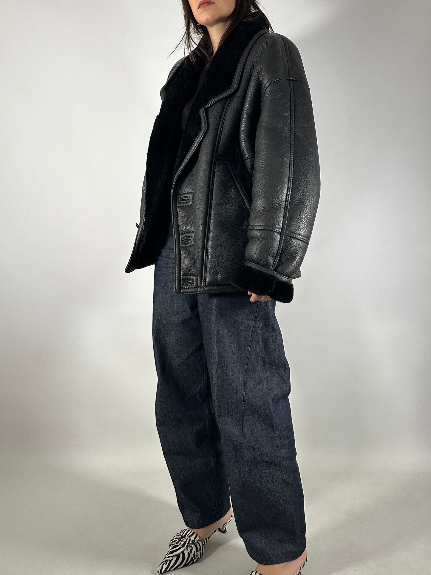 Vintage Black Shearling Jacket