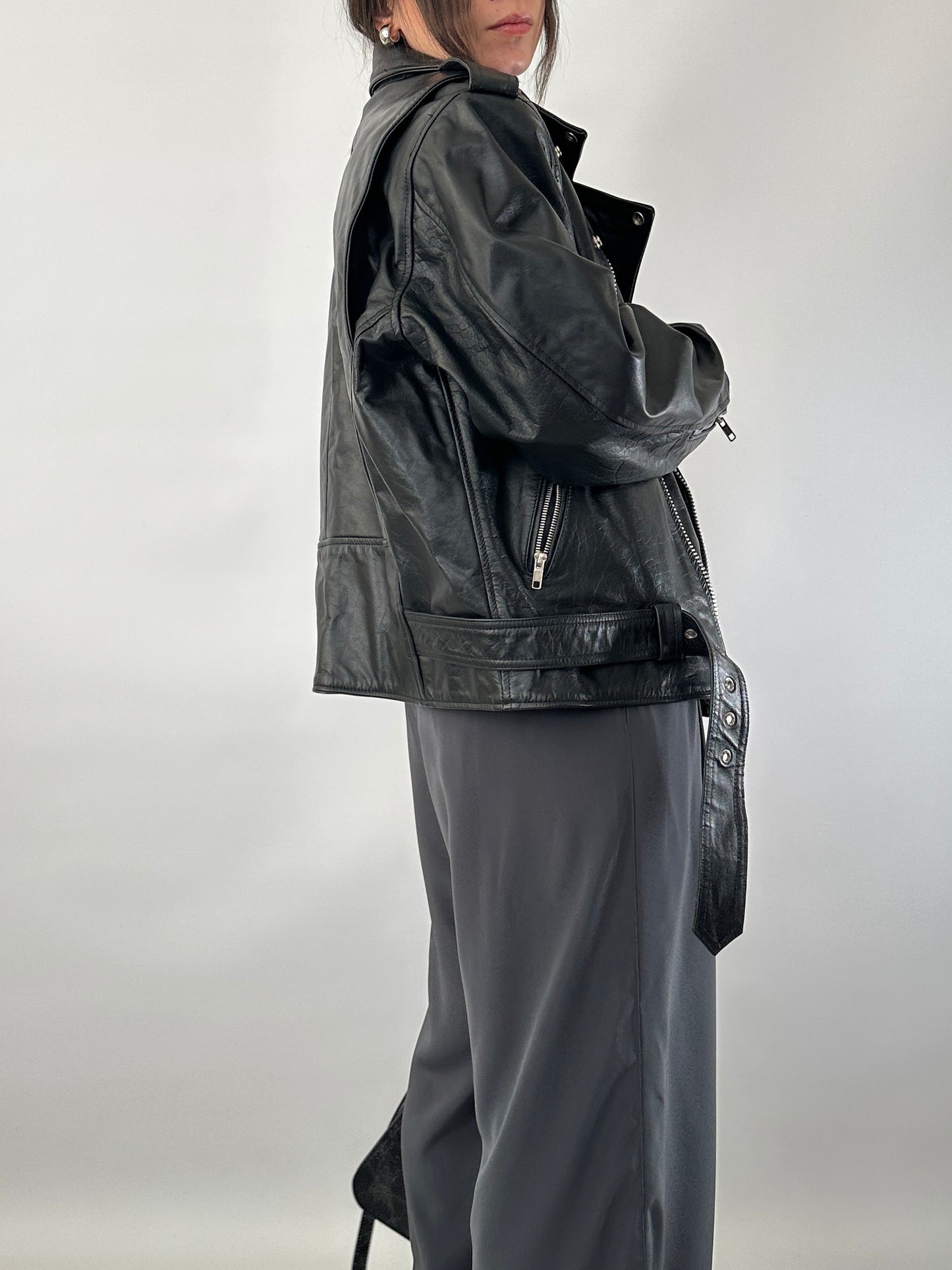 Iconic biker jacket in genuine leather