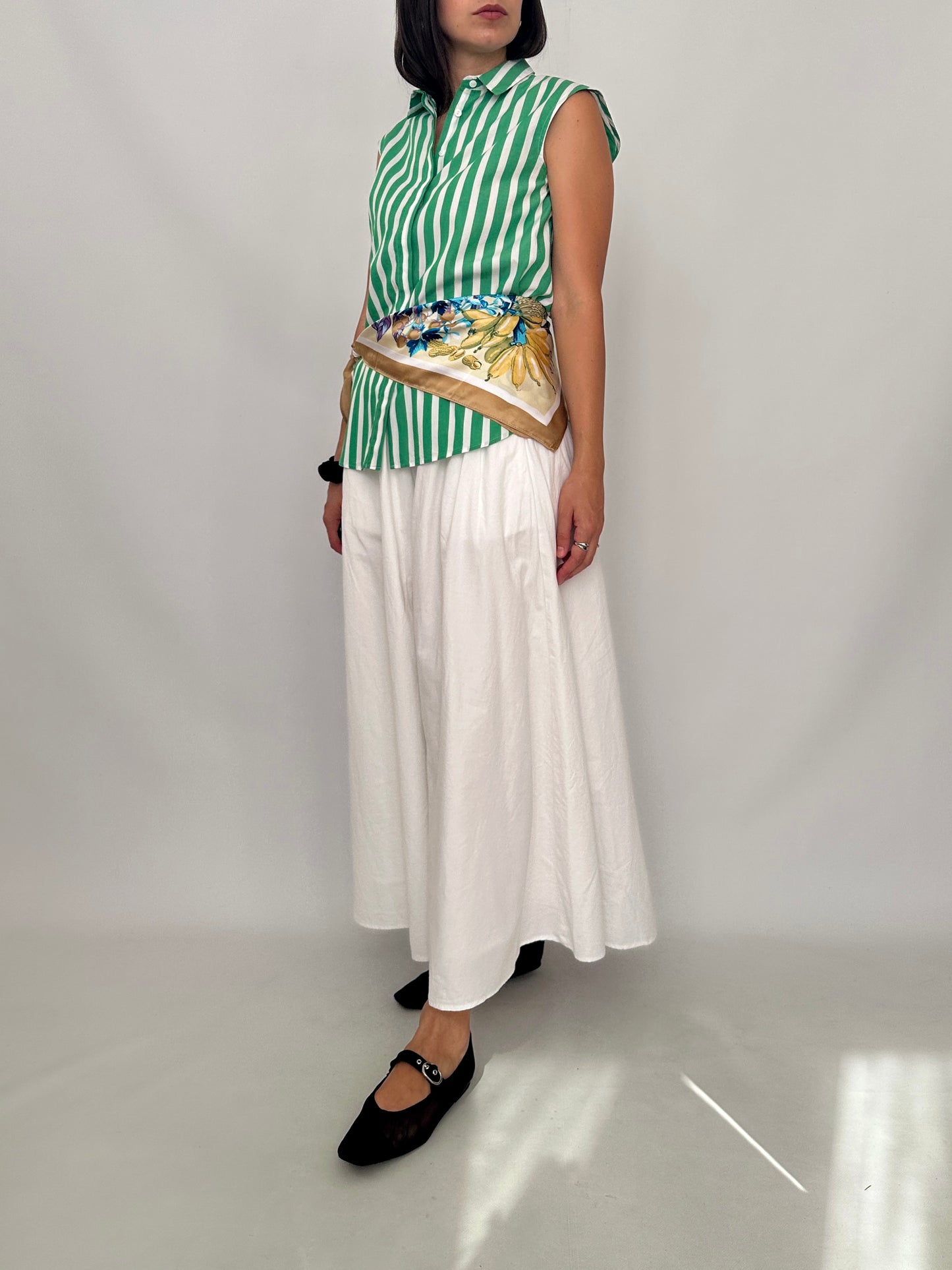 Green Striped Cotton Shirt