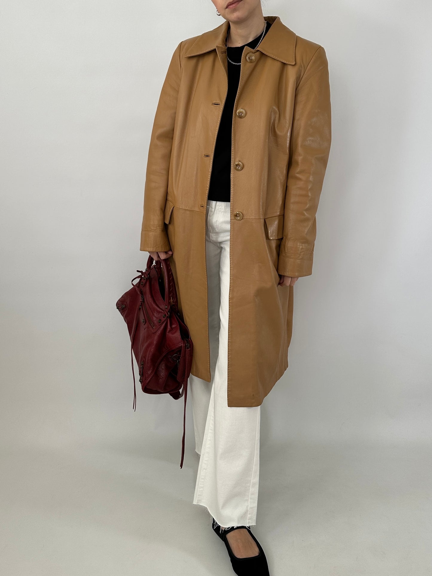 Long soft leather vintage jacket