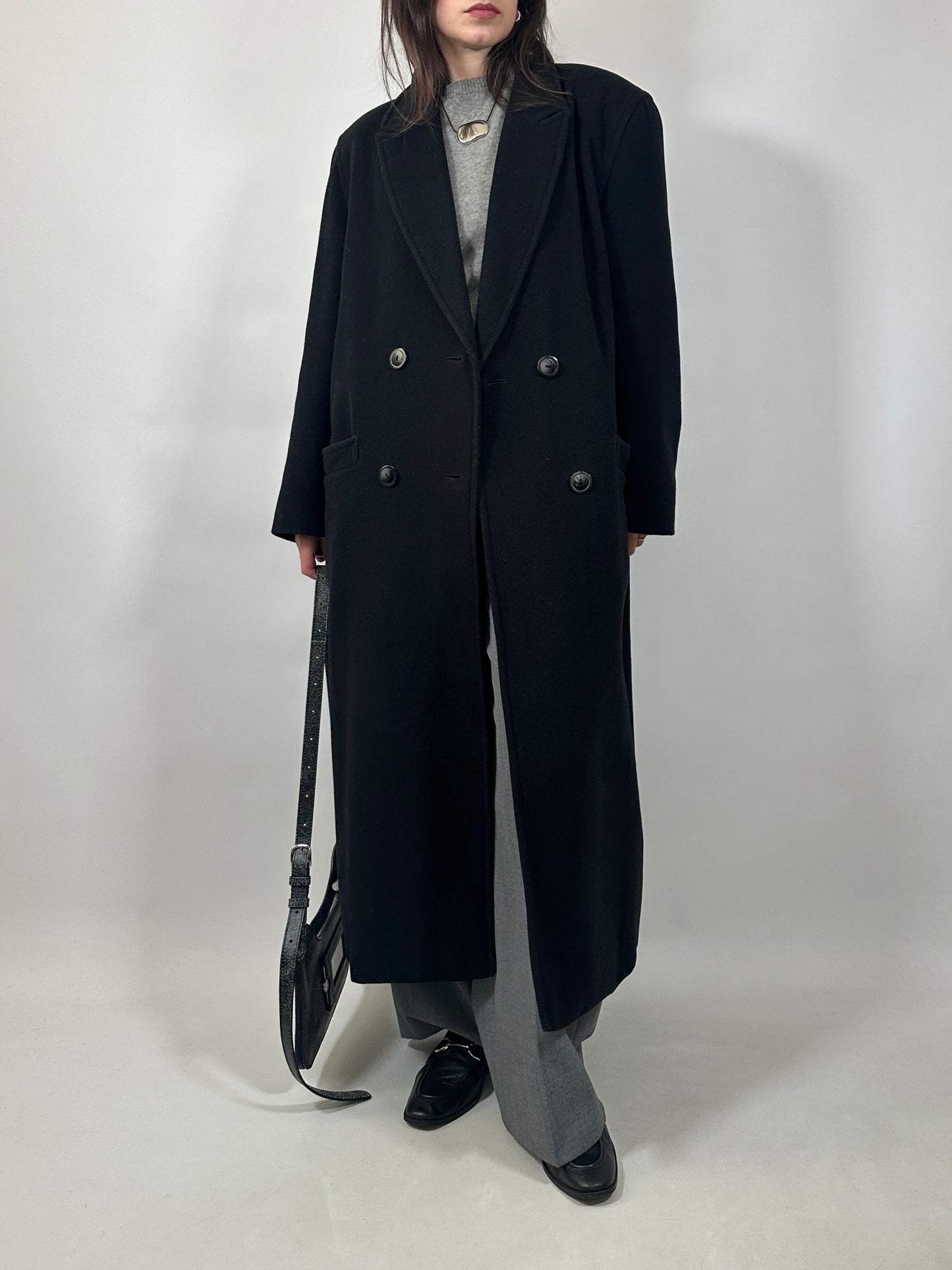 Vintage Long Black Wool Coat
