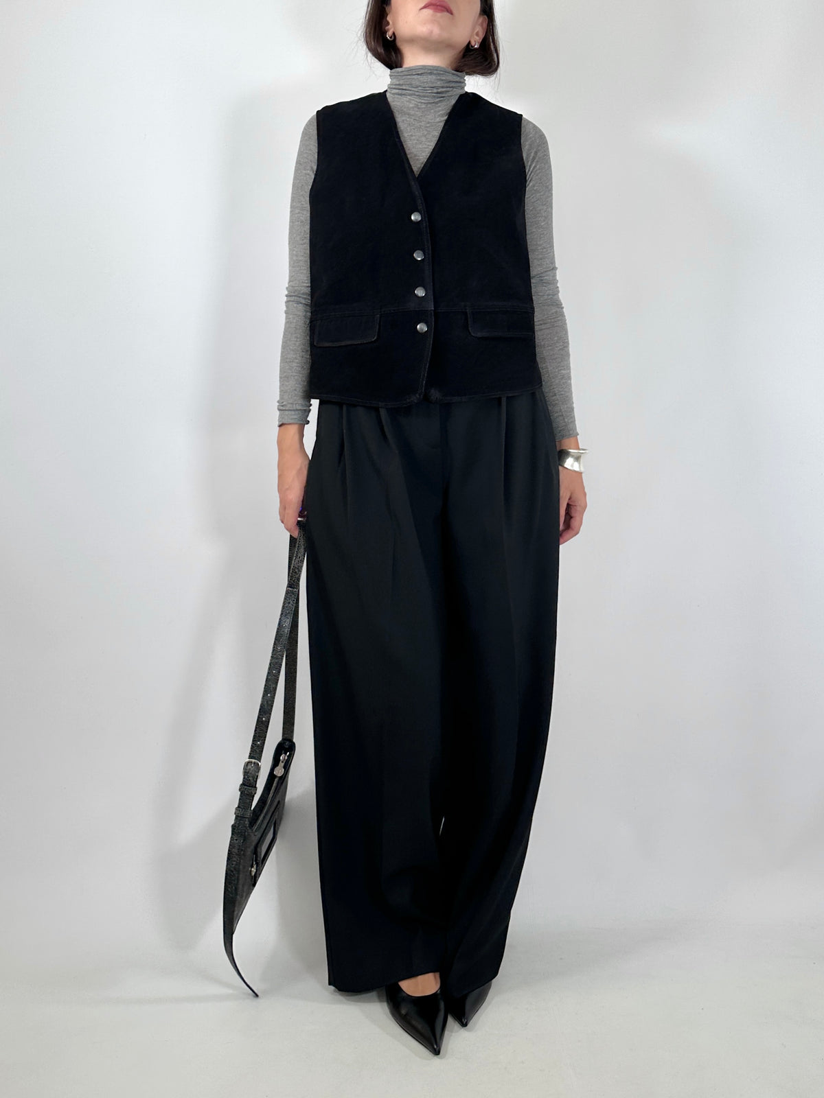 Vintage Black Suede Vest