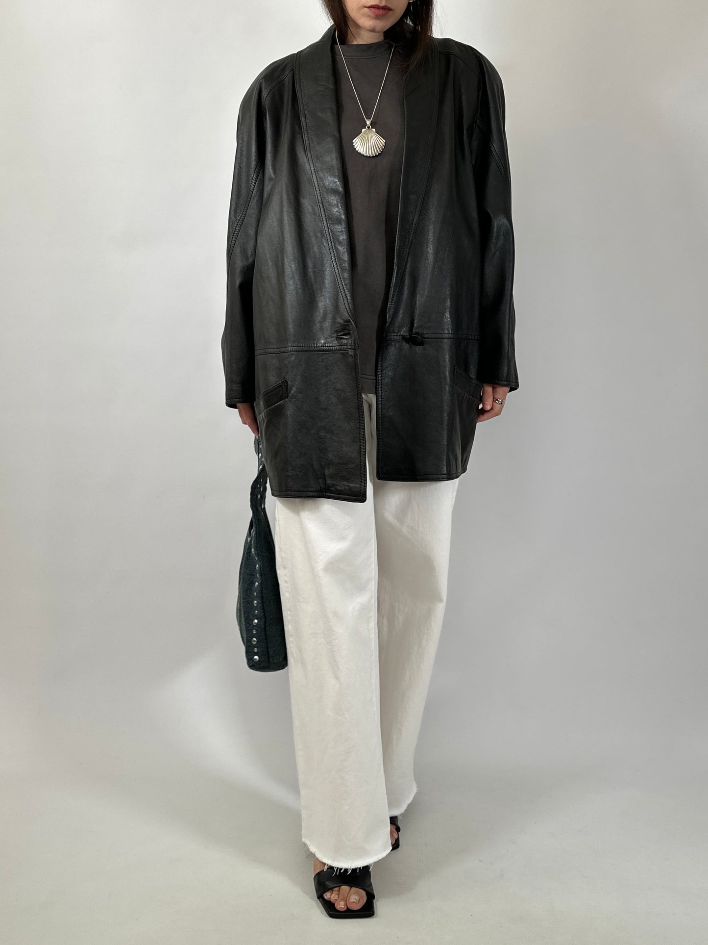 Vintage Shawl Collar Soft Leather Blazer