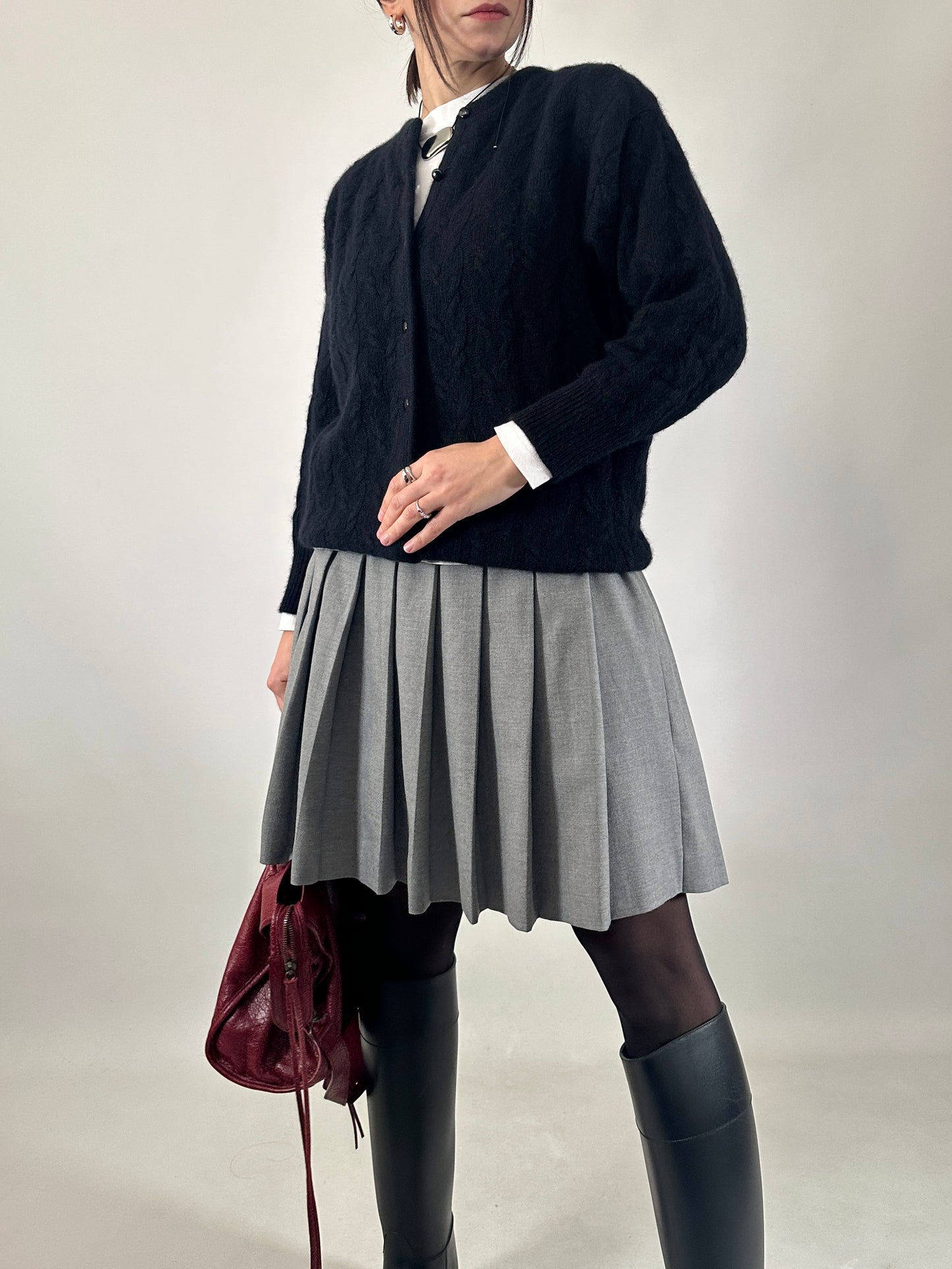 Vintage black mohair knit cardigan