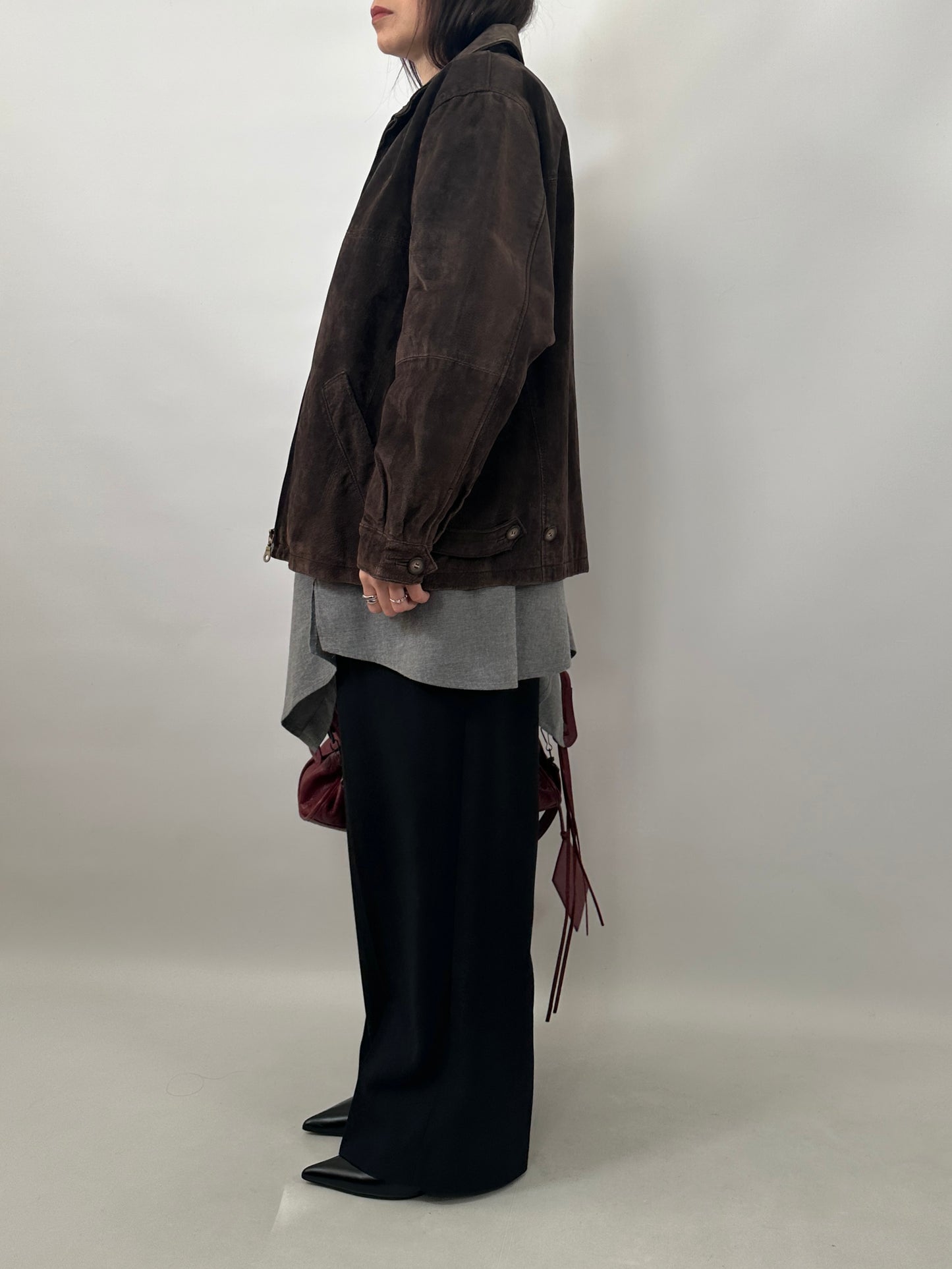 Vintage Zipped Suede Leather Jacket